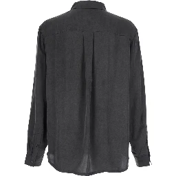 Shirt PETE Black with Classic Collar and Front Closure in Tech Fabric Men
