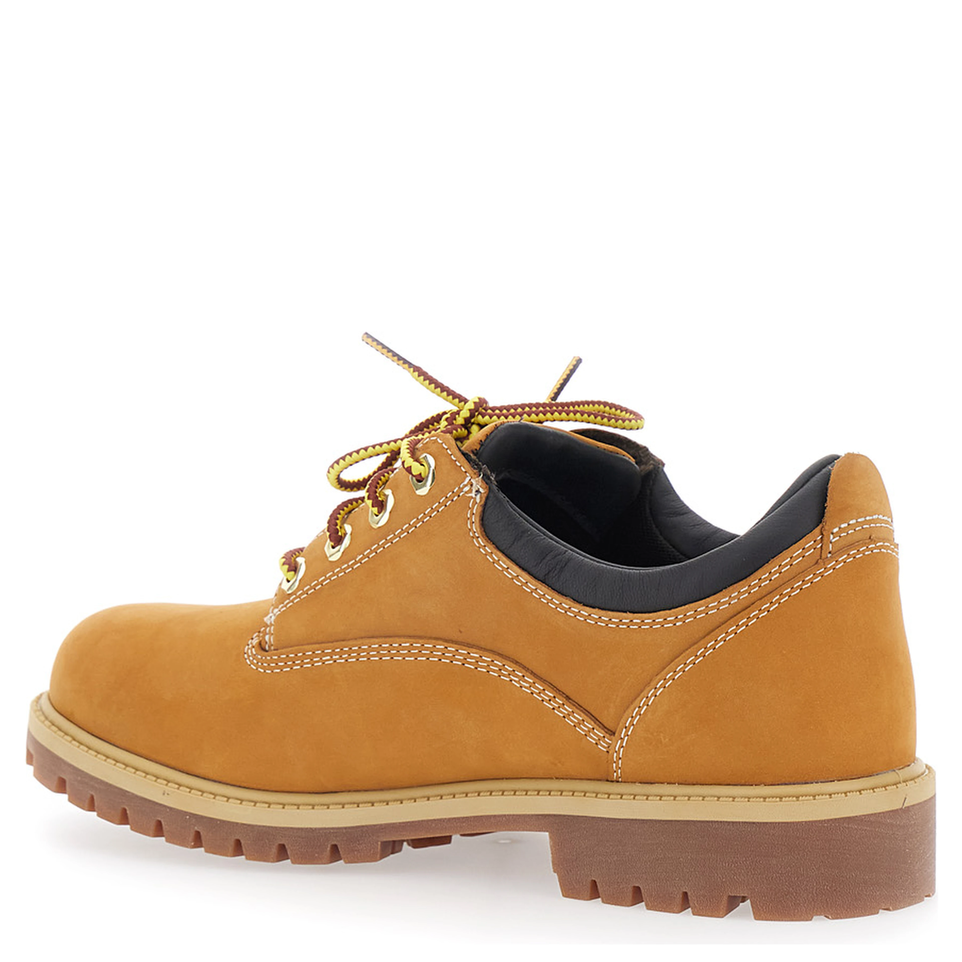 Beige Lace-Up Ankle Boots with Two-Tone Laces and Logo Embossed on the Side in Leather for Men