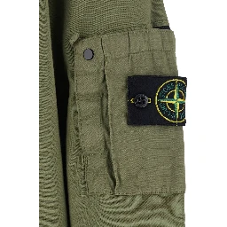 Green Sweatshirt with Logo Patch on the Sleeve in Cotton Man