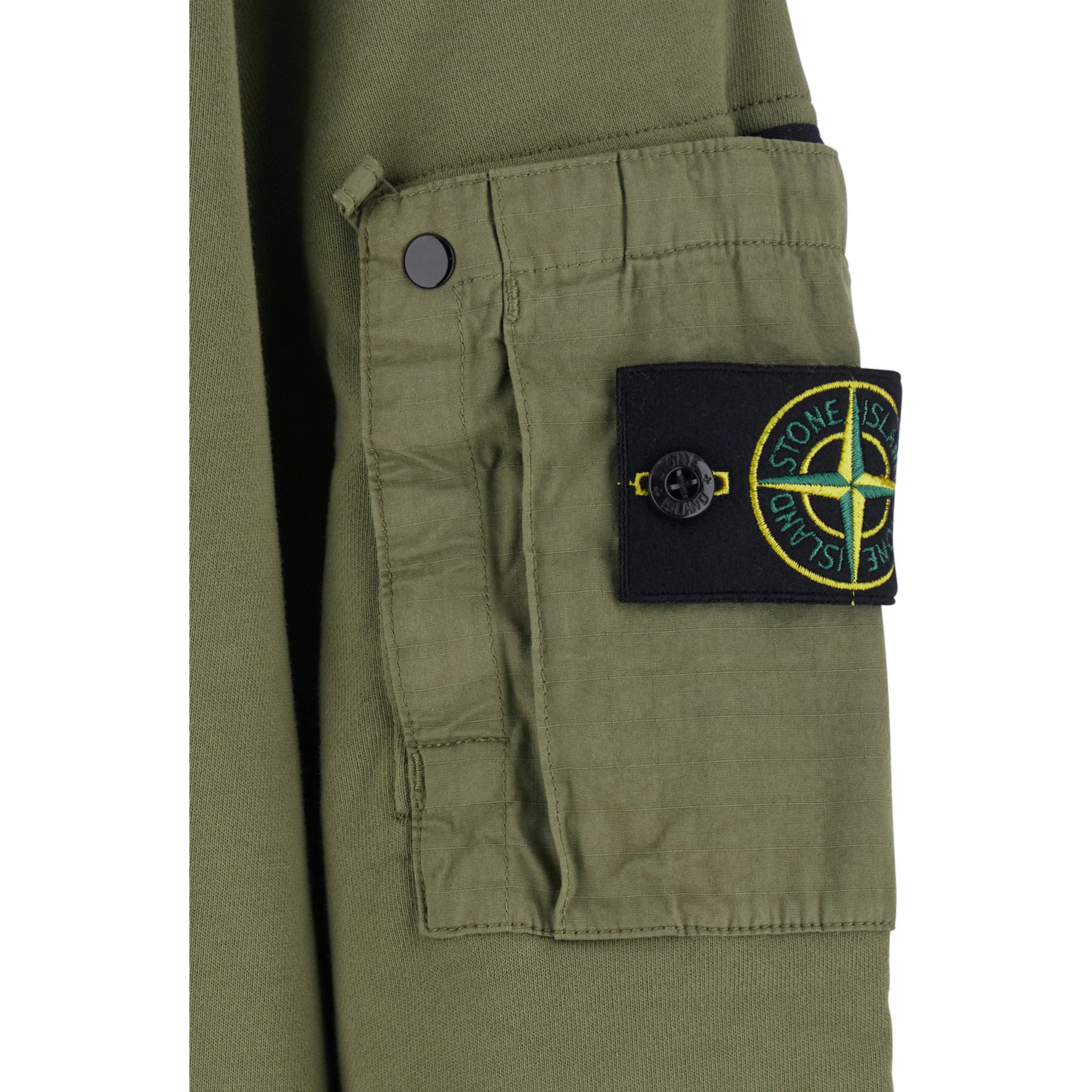 Green Sweatshirt with Logo Patch on the Sleeve in Cotton Man