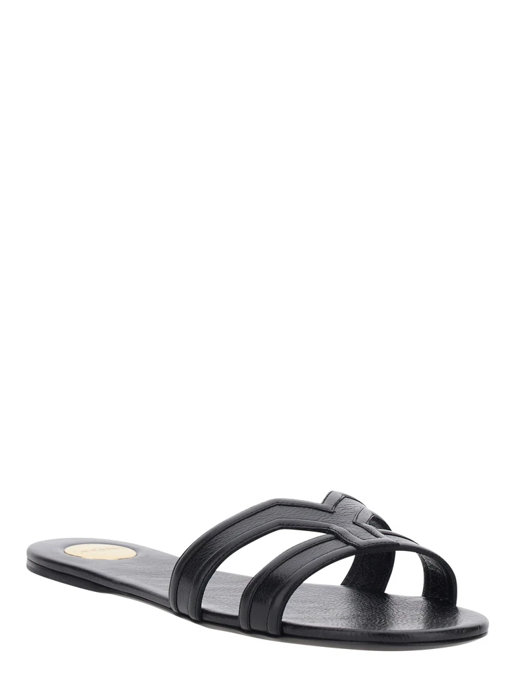 MABROUKA black Sandals with rounded toe and thick double strap in Leather for Women alternative