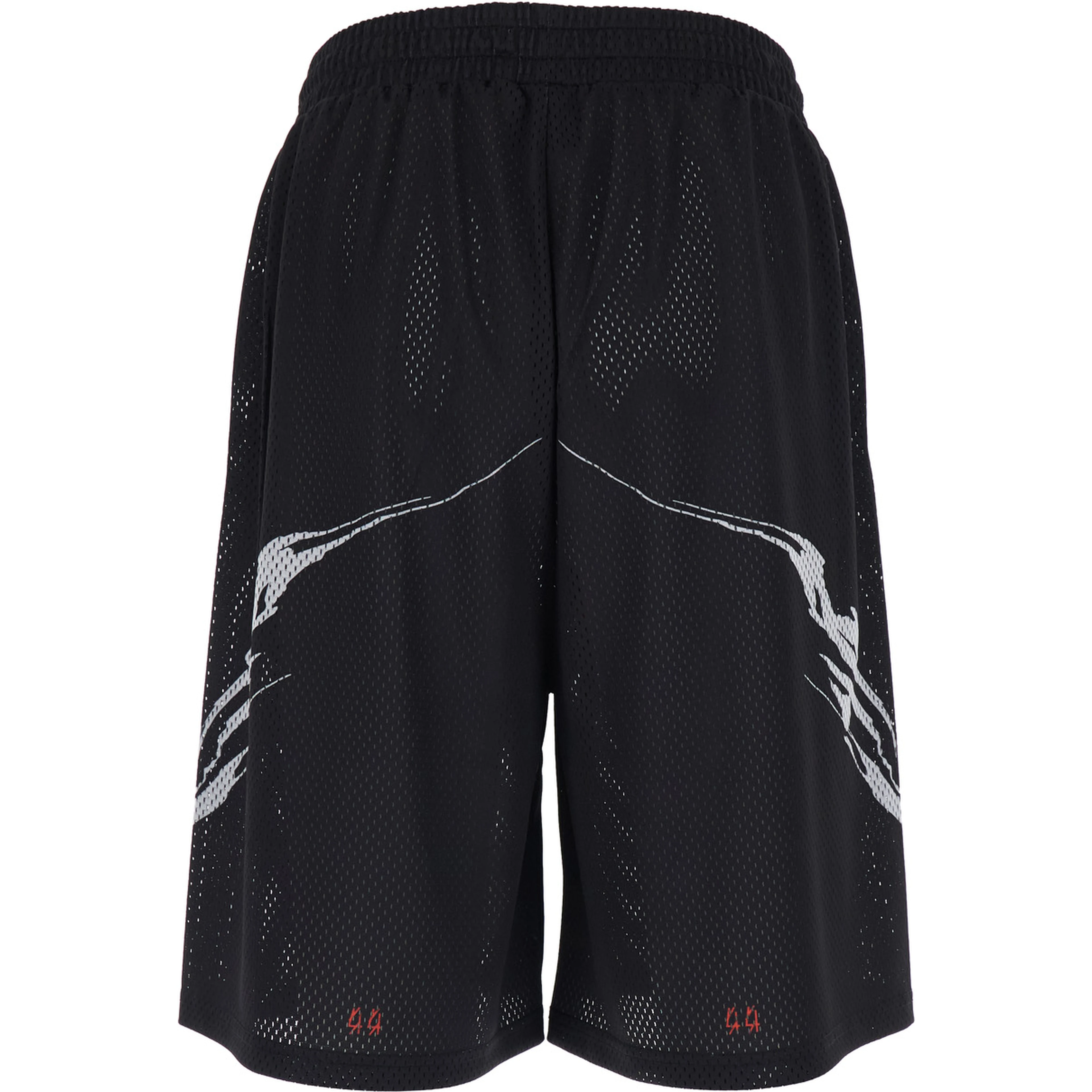 Black Shorts with perforated design and elasticated waist in tech fabric for men