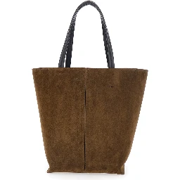 Shoulder Bag POT CABAS in Green Leather for Women