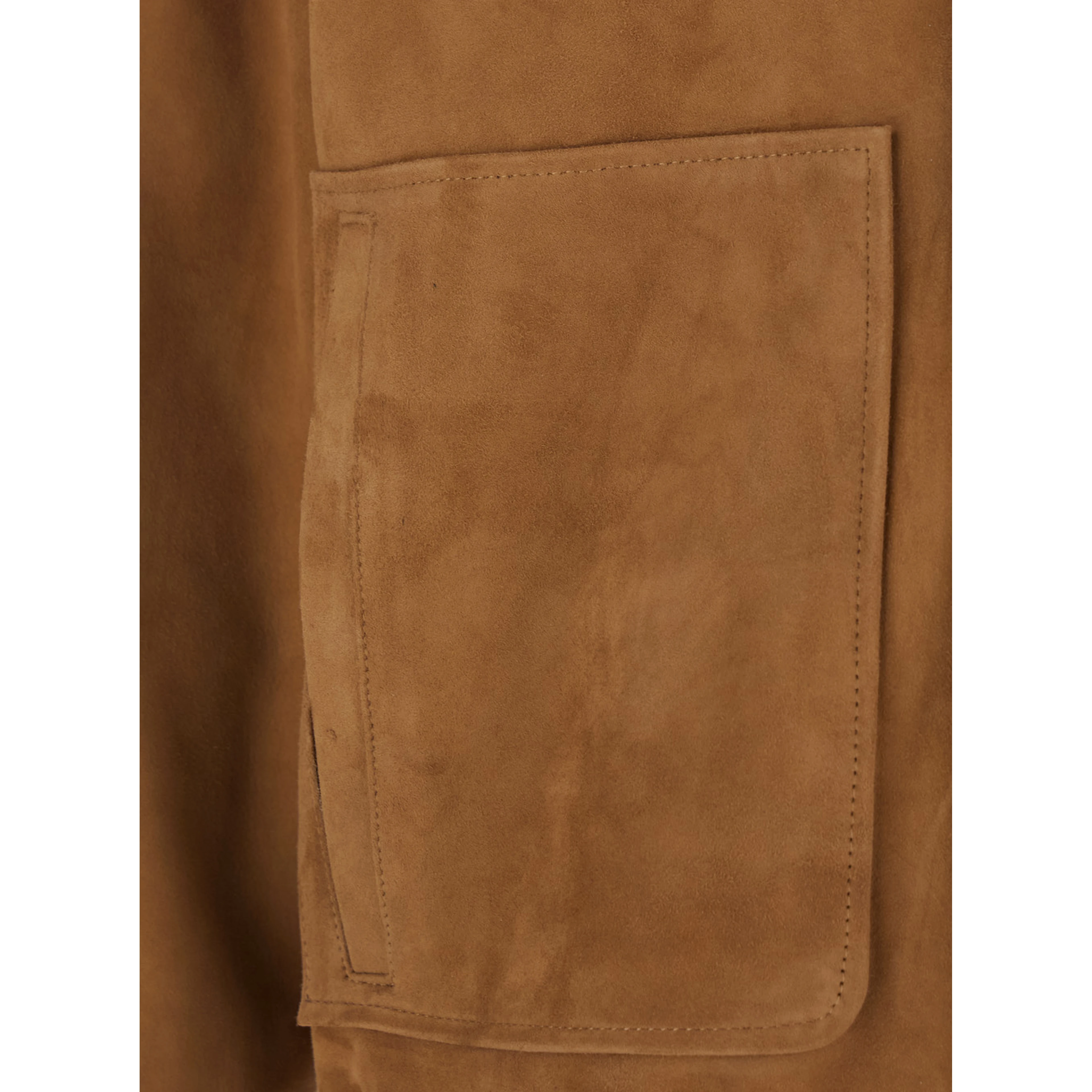 Brown Jacket with Classic Collar and Elasticized Waist in Suede for Men