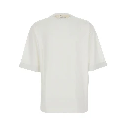 LE TSHIRT VENTADOU White Crew neck T-shirt with gros grain logo on the back in fabric for women