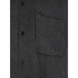 Shirt PETE Black with Classic Collar and Front Closure in Tech Fabric Men