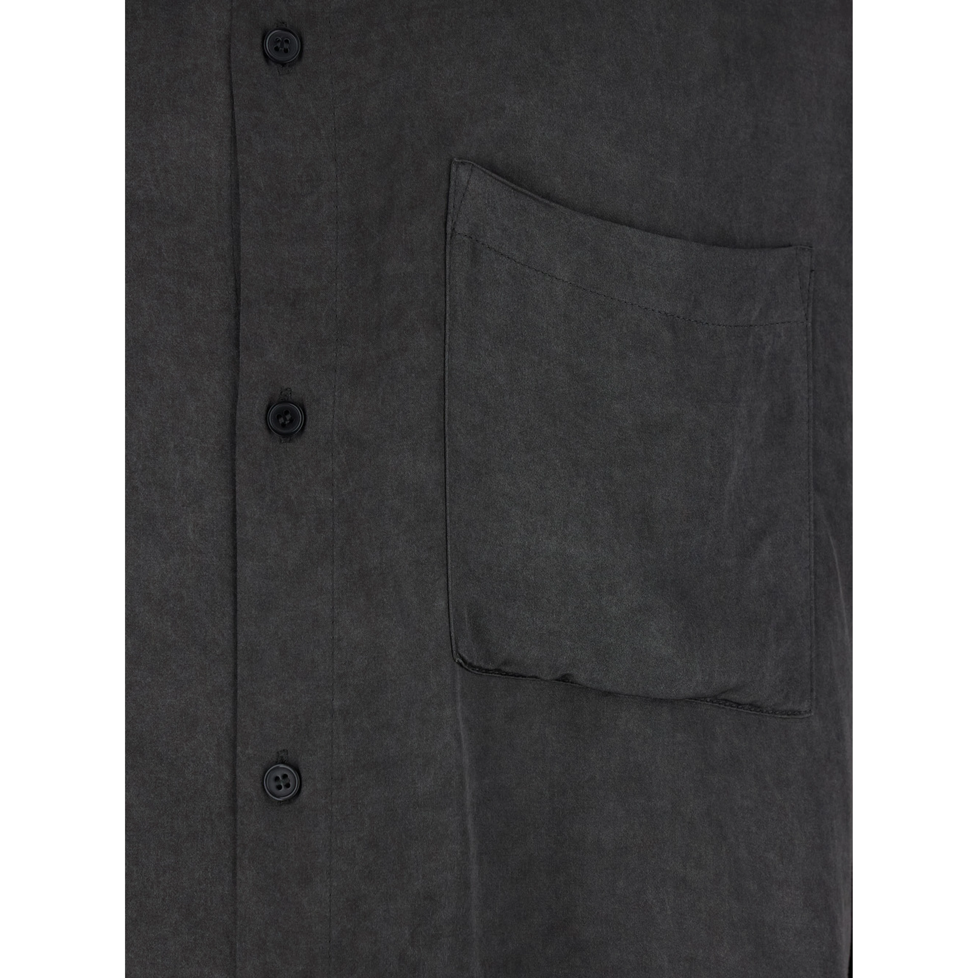 Shirt PETE Black with Classic Collar and Front Closure in Tech Fabric Men