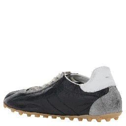 Sprinters Black Sneaker with Insert Design and Notched Sole in Leather Woman