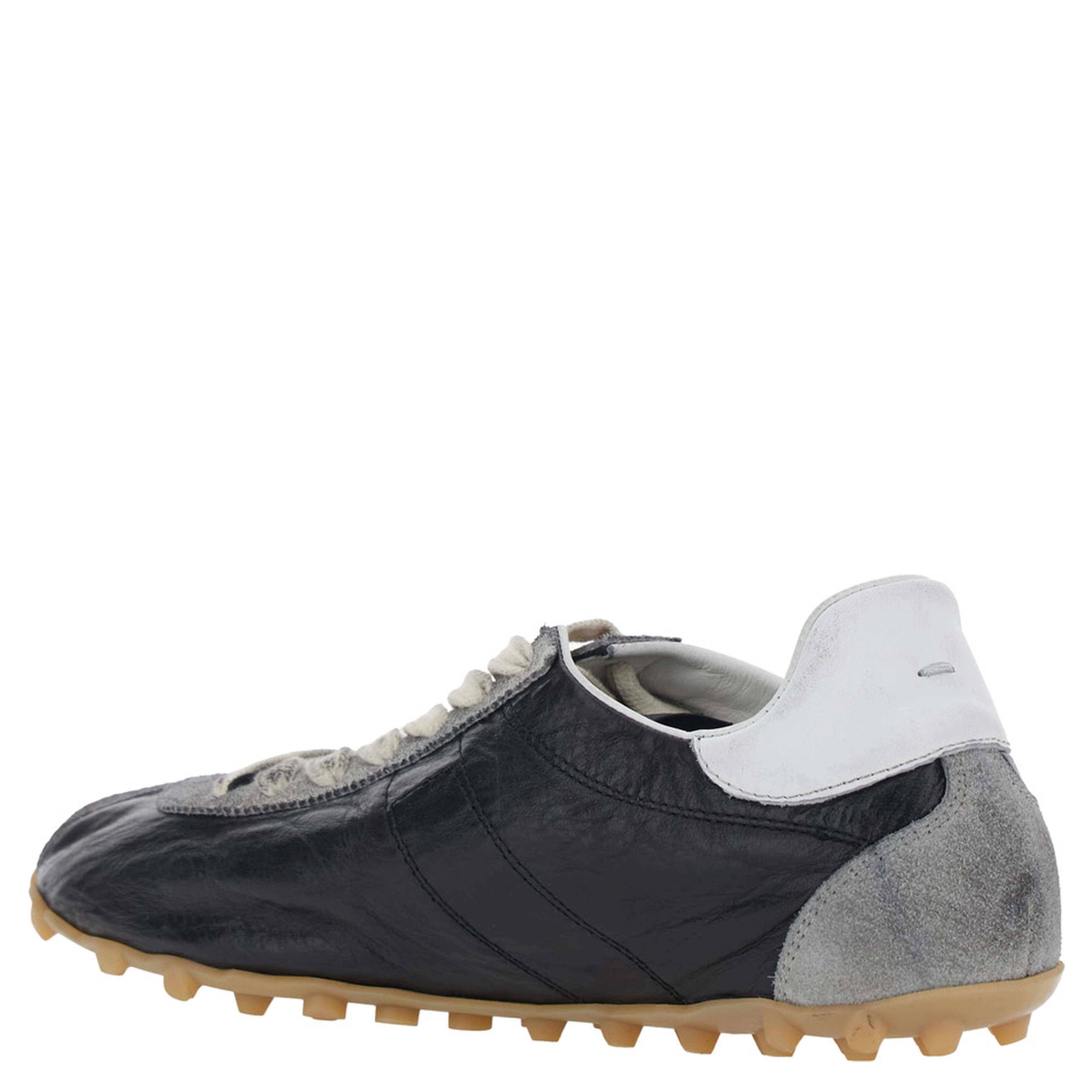 Sprinters Black Sneaker with Insert Design and Notched Sole in Leather Woman