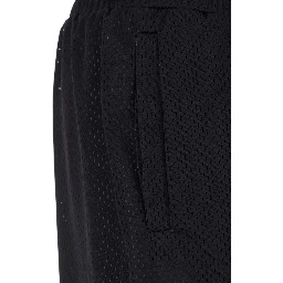 Black Shorts with perforated design and elasticated waist in tech fabric for men