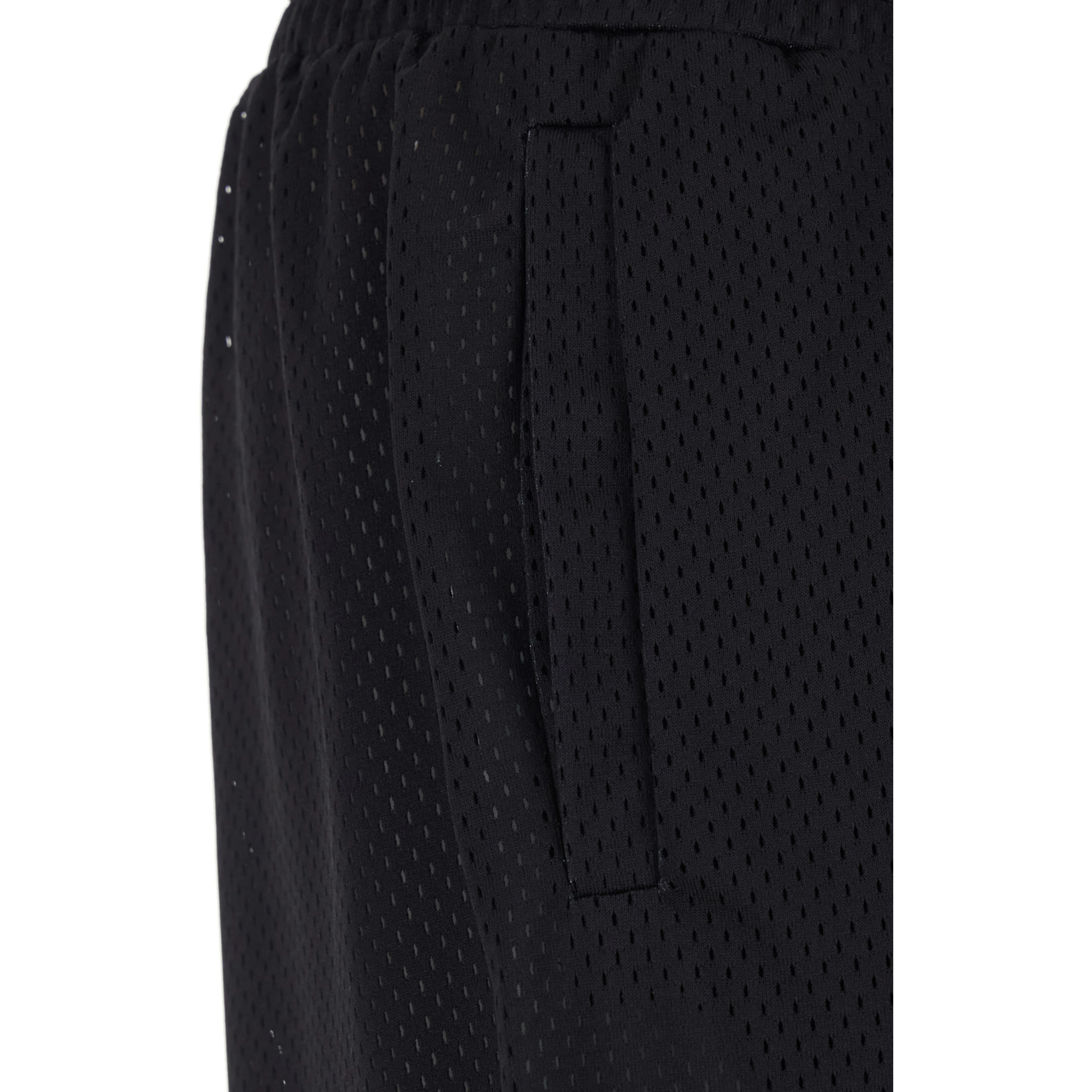 Black Shorts with perforated design and elasticated waist in tech fabric for men