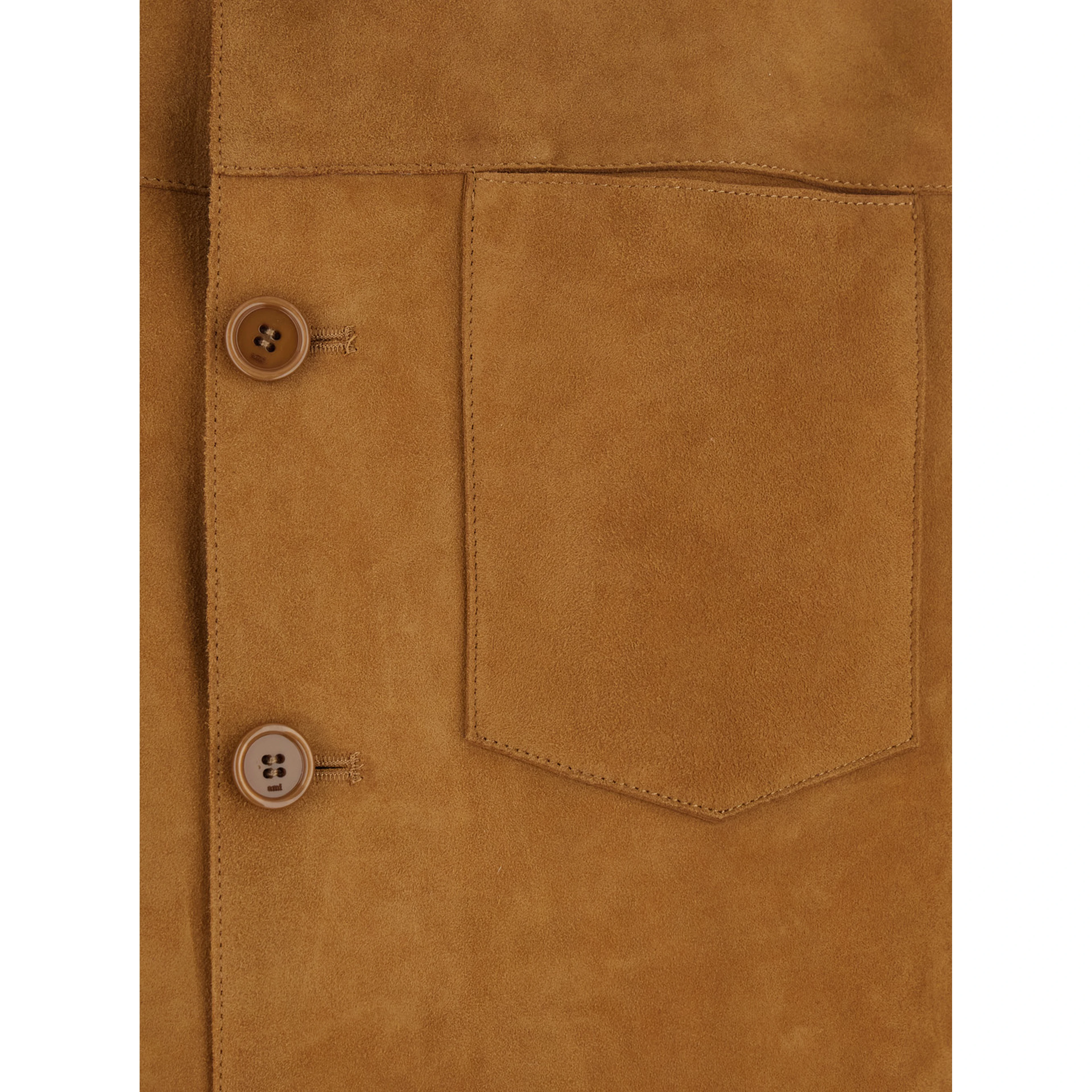 Brown Jacket with Spread Collar and Curved Hem in Suede Woman