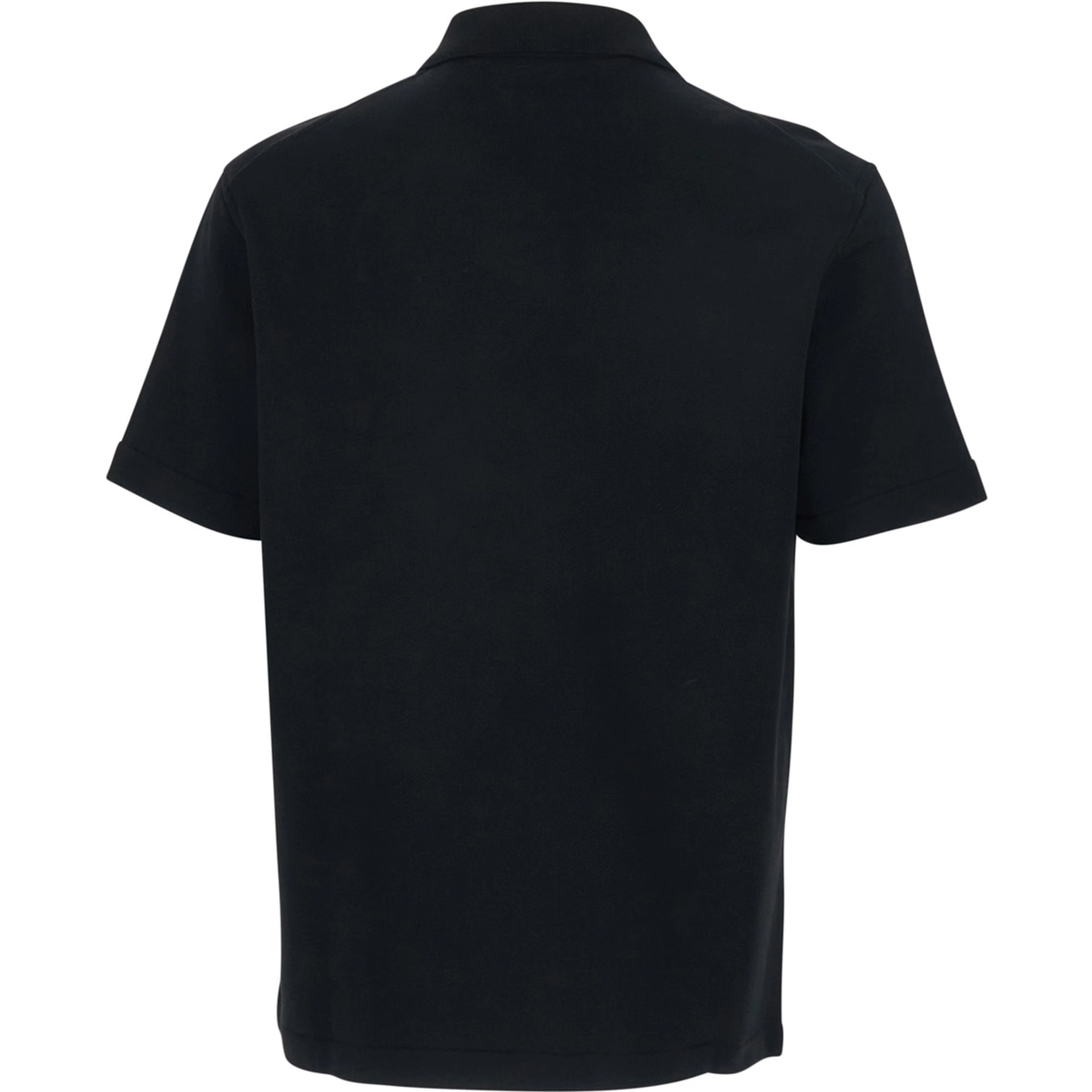 black Polo Shirt with front zip closure and classic collar in cotton for men