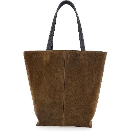 Shoulder Bag POT CABAS in Green Leather for Women