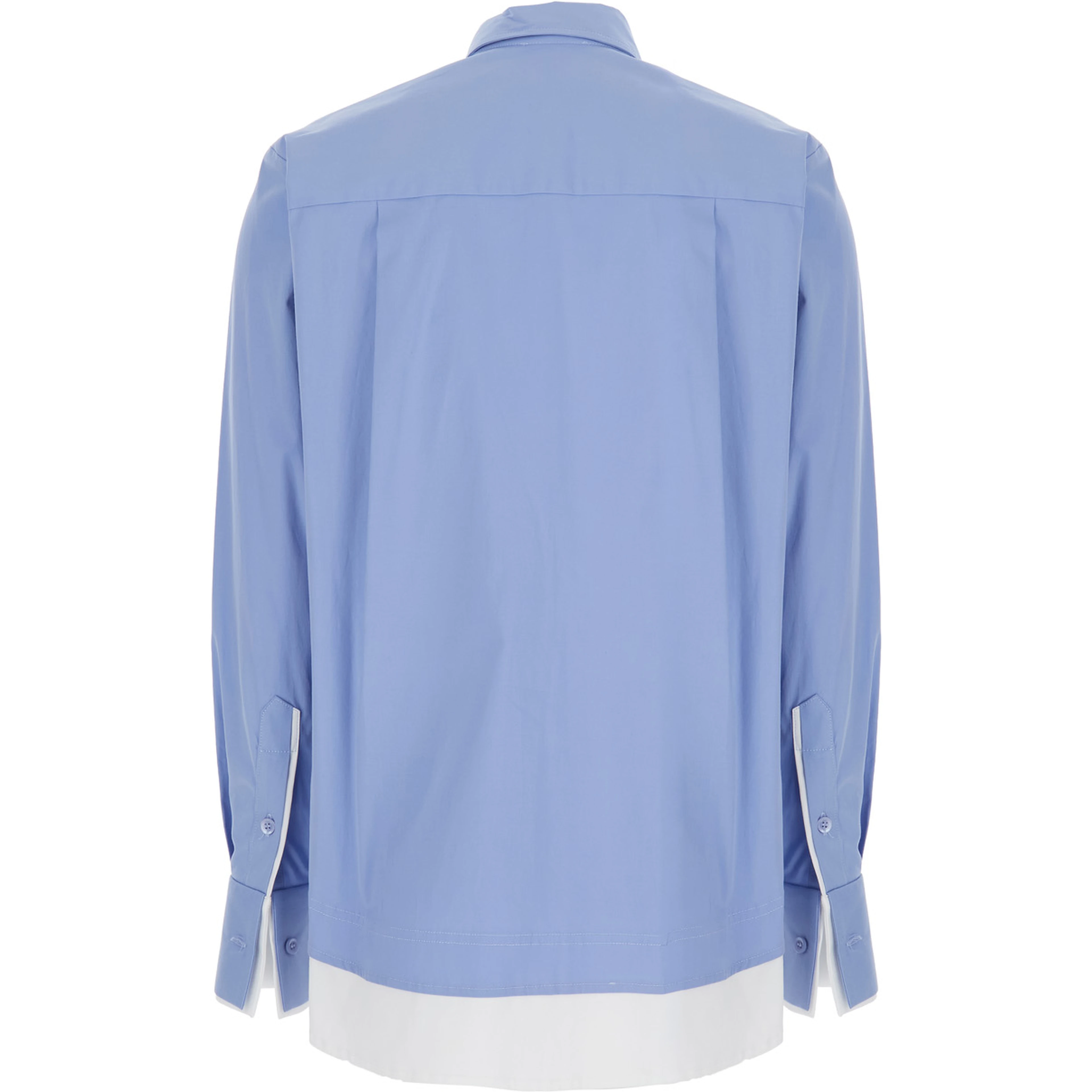 Blue Stretch Cotton Classic Collar Shirt for Women