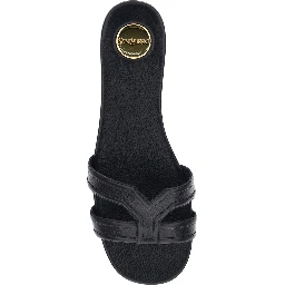 MABROUKA black Sandals with rounded toe and thick double strap in Leather for Women