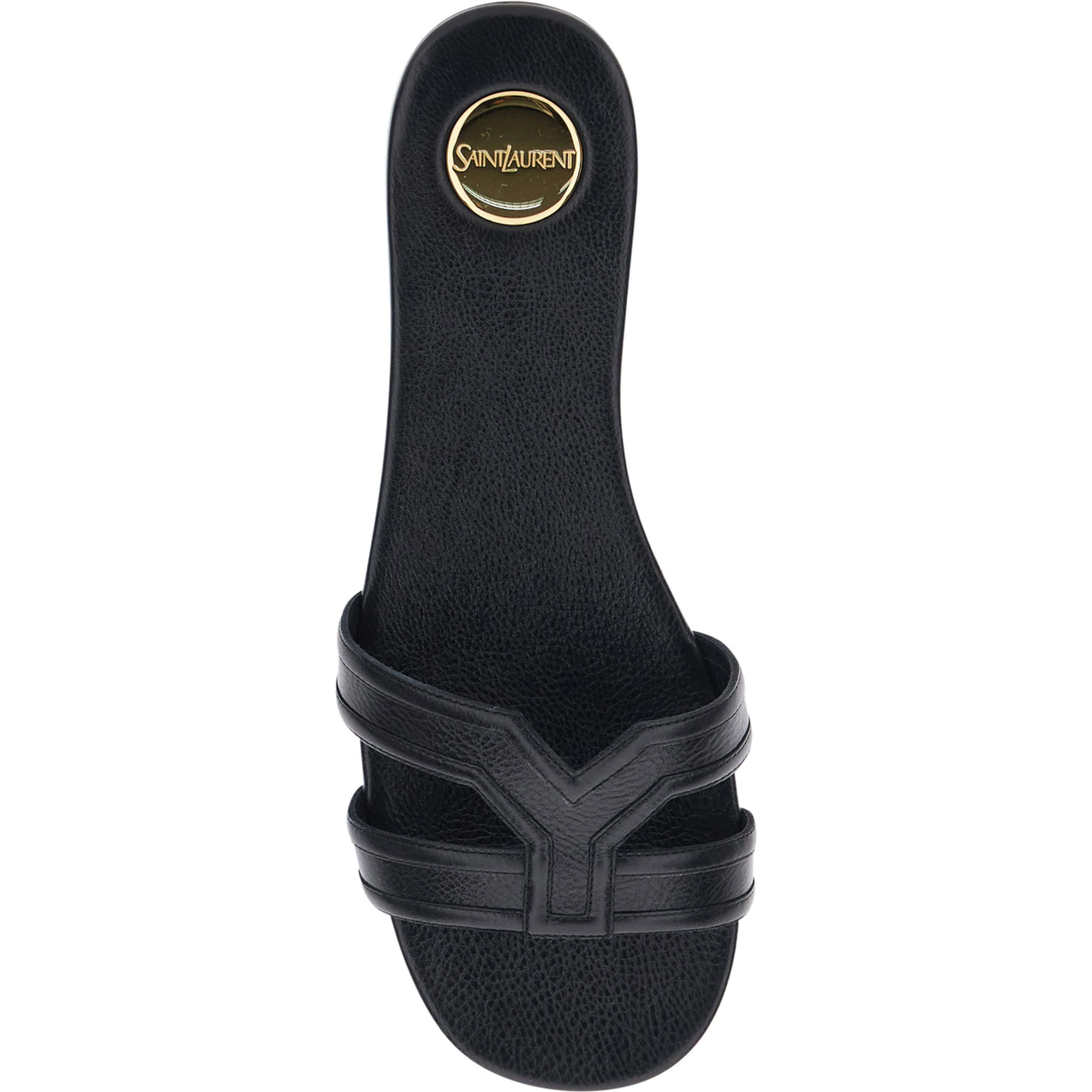 MABROUKA black Sandals with rounded toe and thick double strap in Leather for Women
