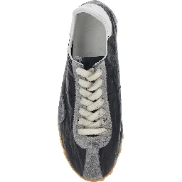 Sprinters Black Sneaker with Insert Design and Notched Sole in Leather Woman