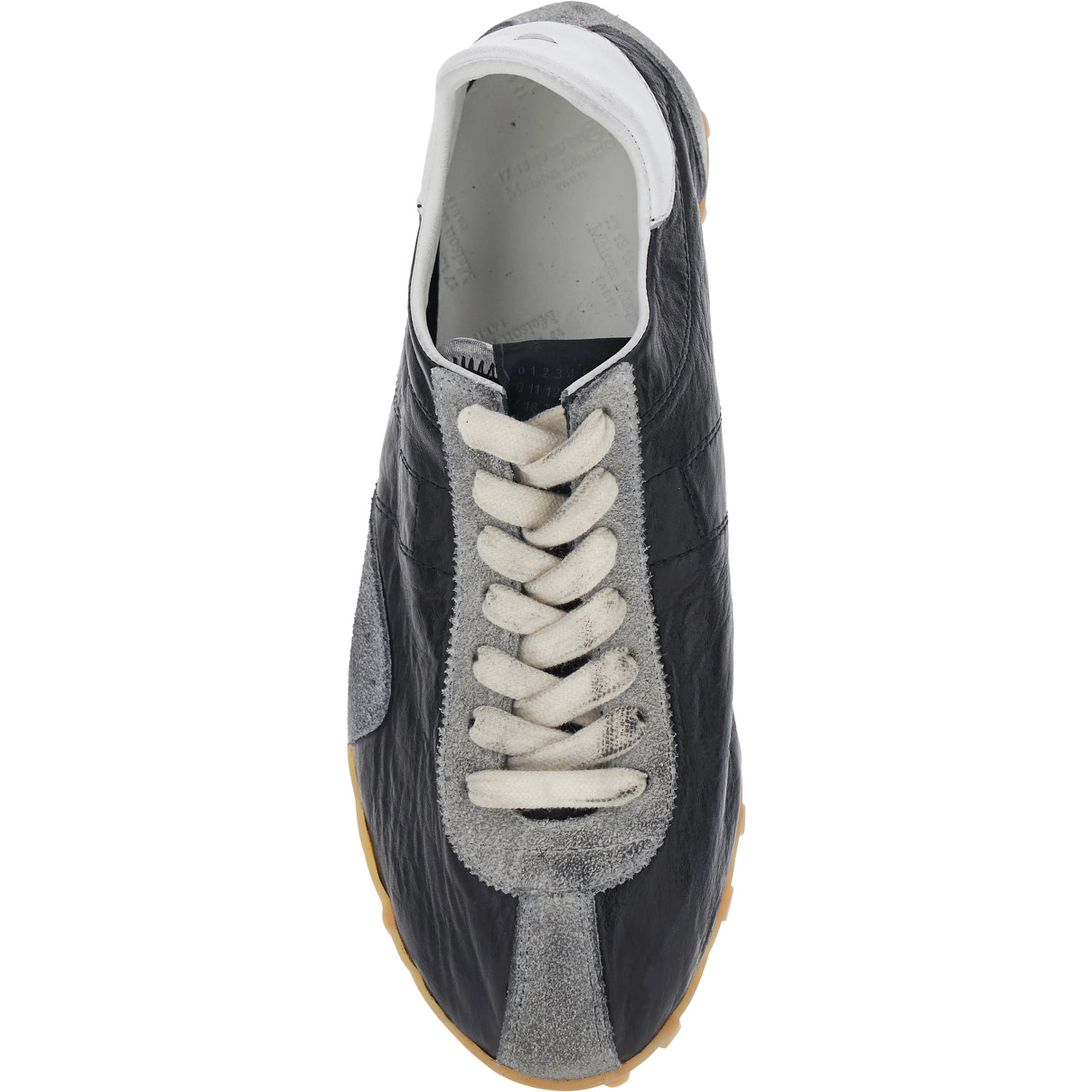 Sprinters Black Sneaker with Insert Design and Notched Sole in Leather Woman