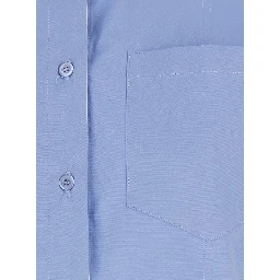 Blue Stretch Cotton Classic Collar Shirt for Women