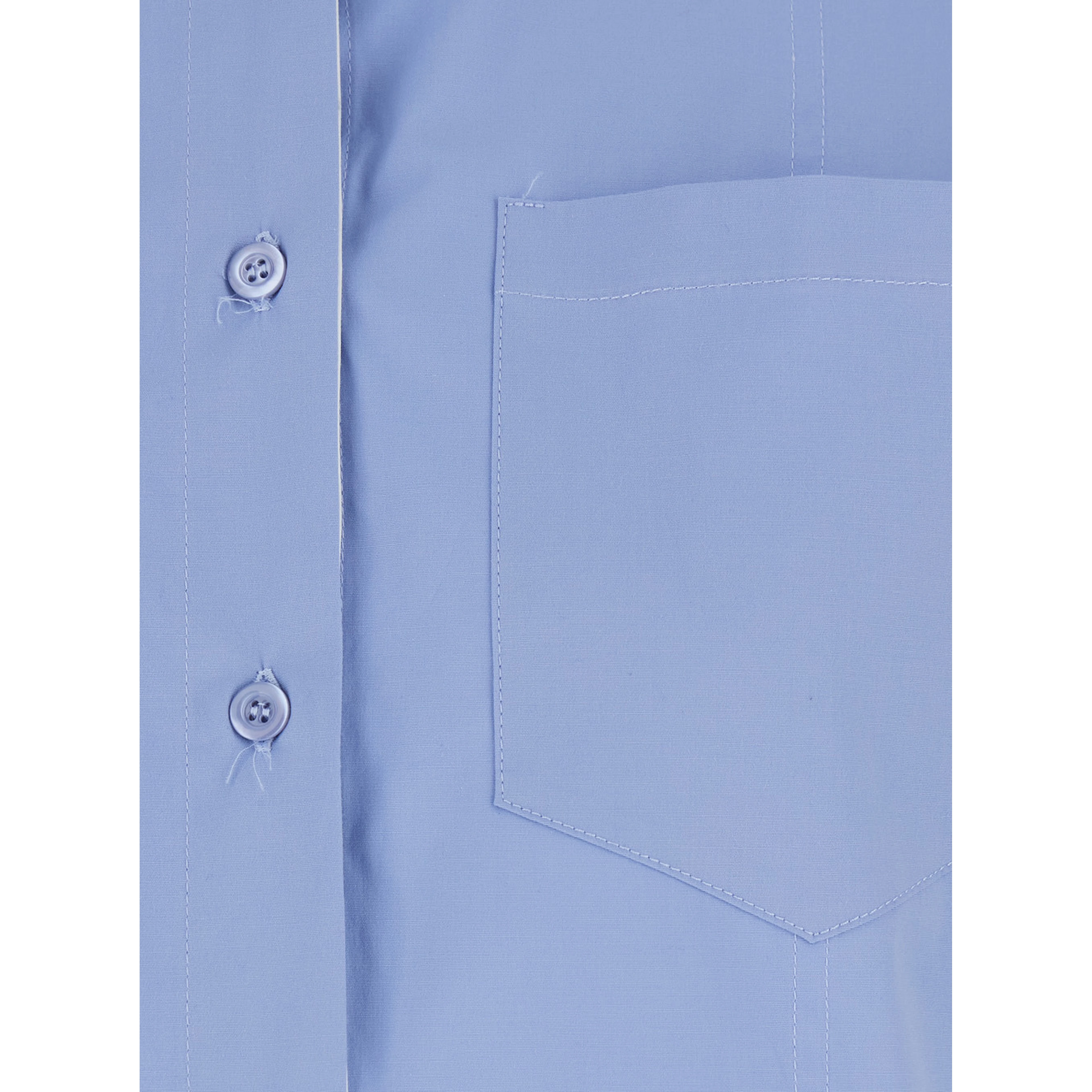 Blue Stretch Cotton Classic Collar Shirt for Women