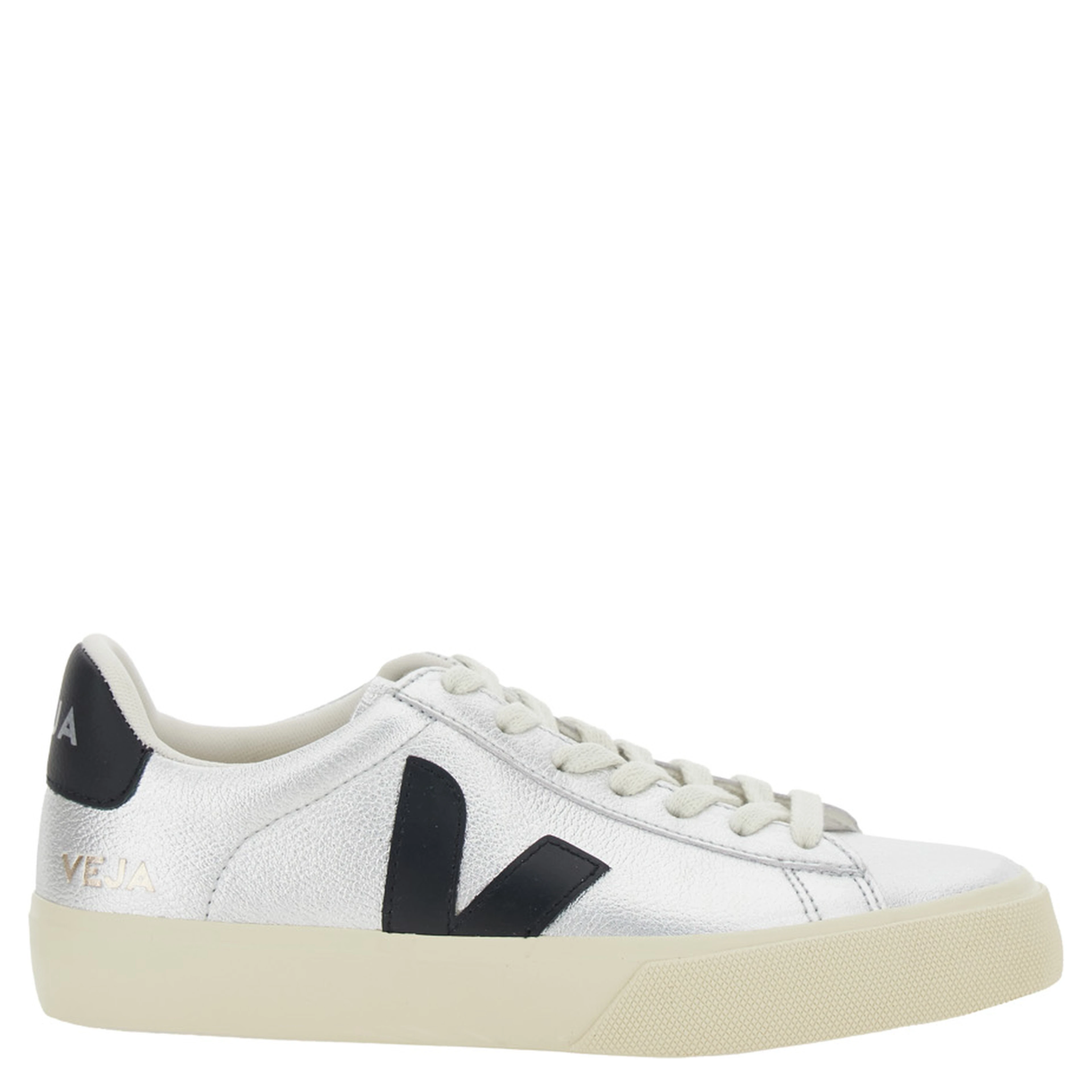 Sneaker Campo with Contrast Heel with Lettering Logo and Logo Patch on the Side in Metallic Leather Unisex