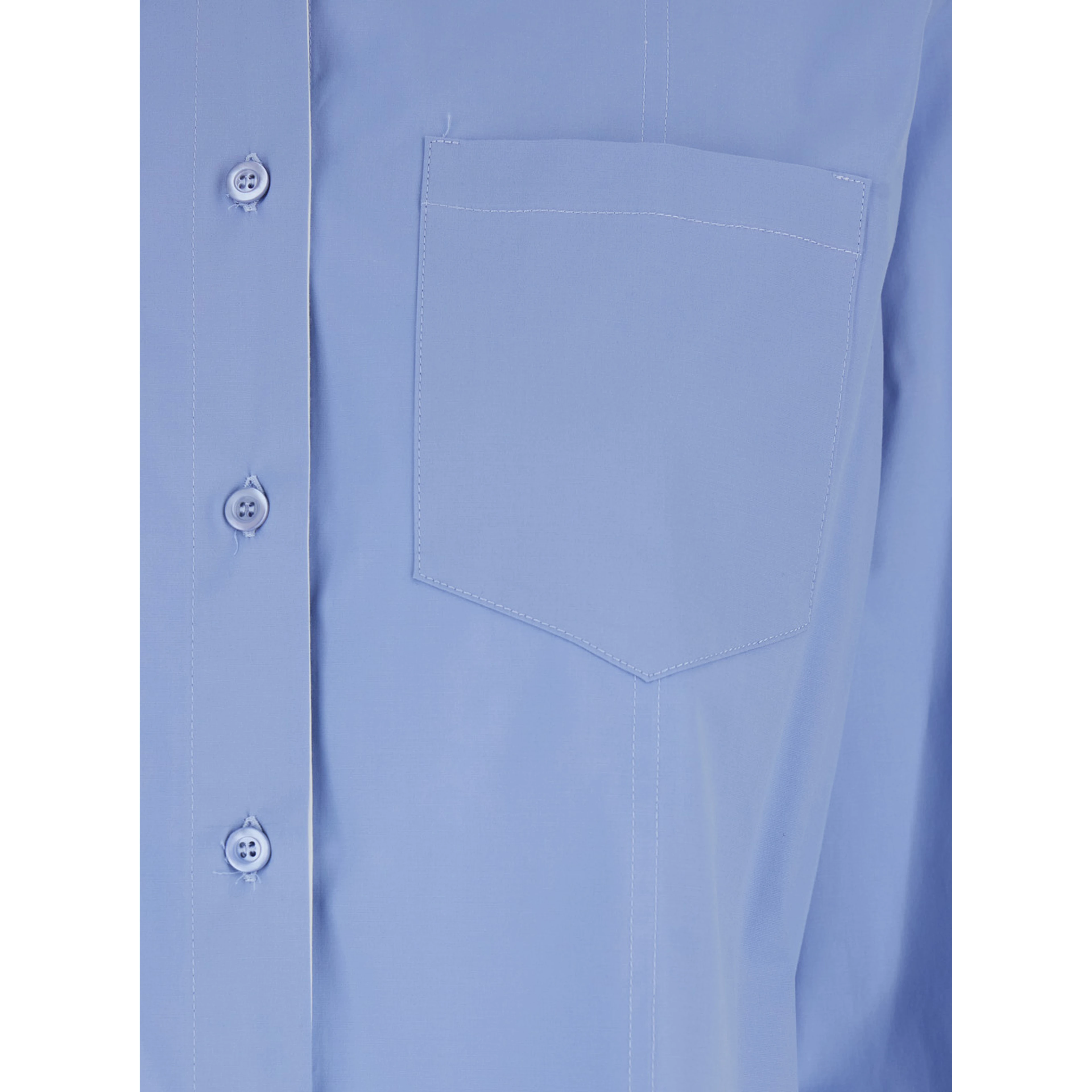 Blue Stretch Cotton Classic Collar Shirt for Women