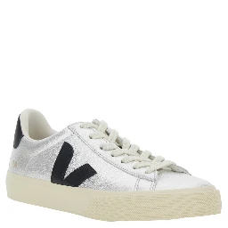 Sneaker Campo with Contrast Heel with Lettering Logo and Logo Patch on the Side in Metallic Leather Unisex