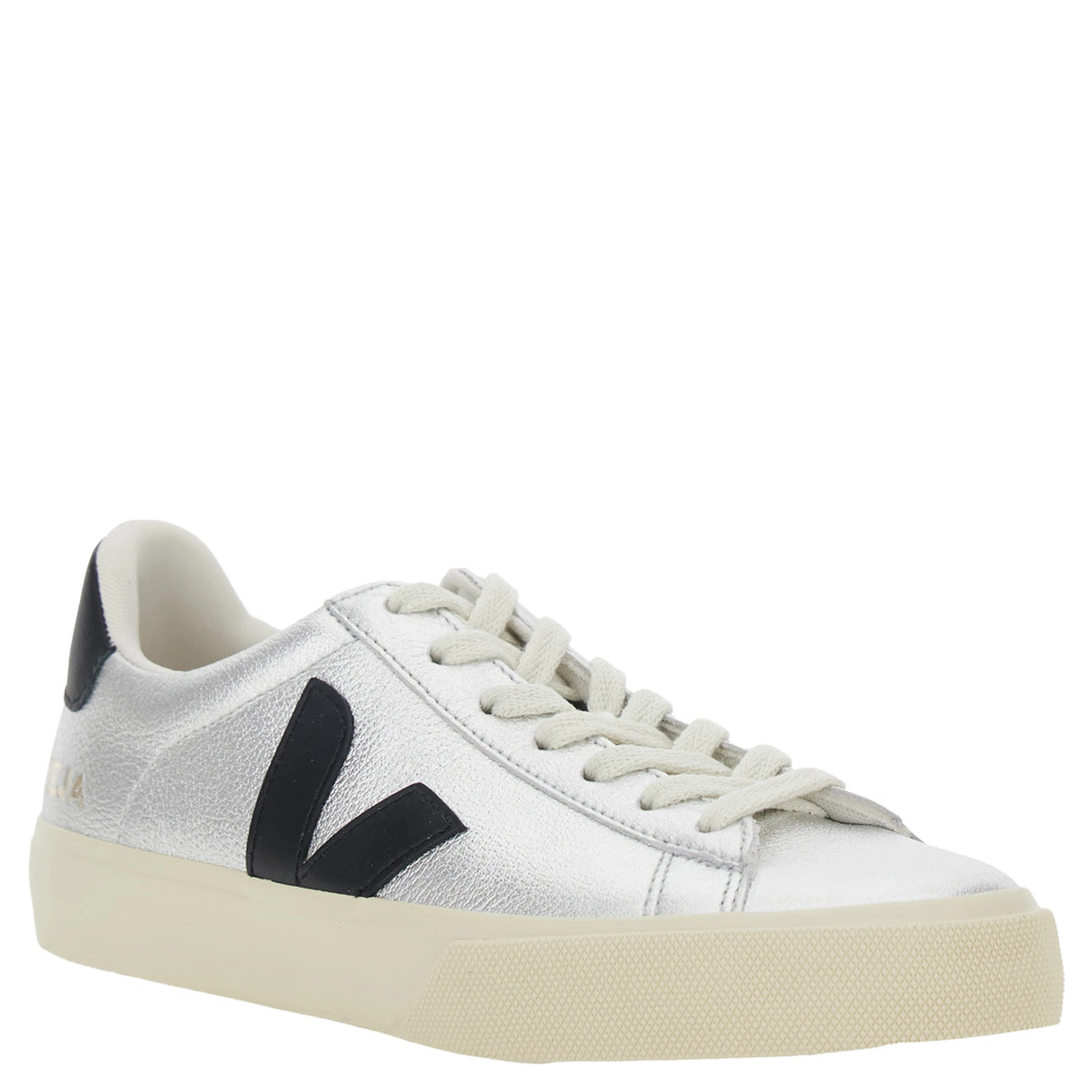 Sneaker Campo with Contrast Heel with Lettering Logo and Logo Patch on the Side in Metallic Leather Unisex