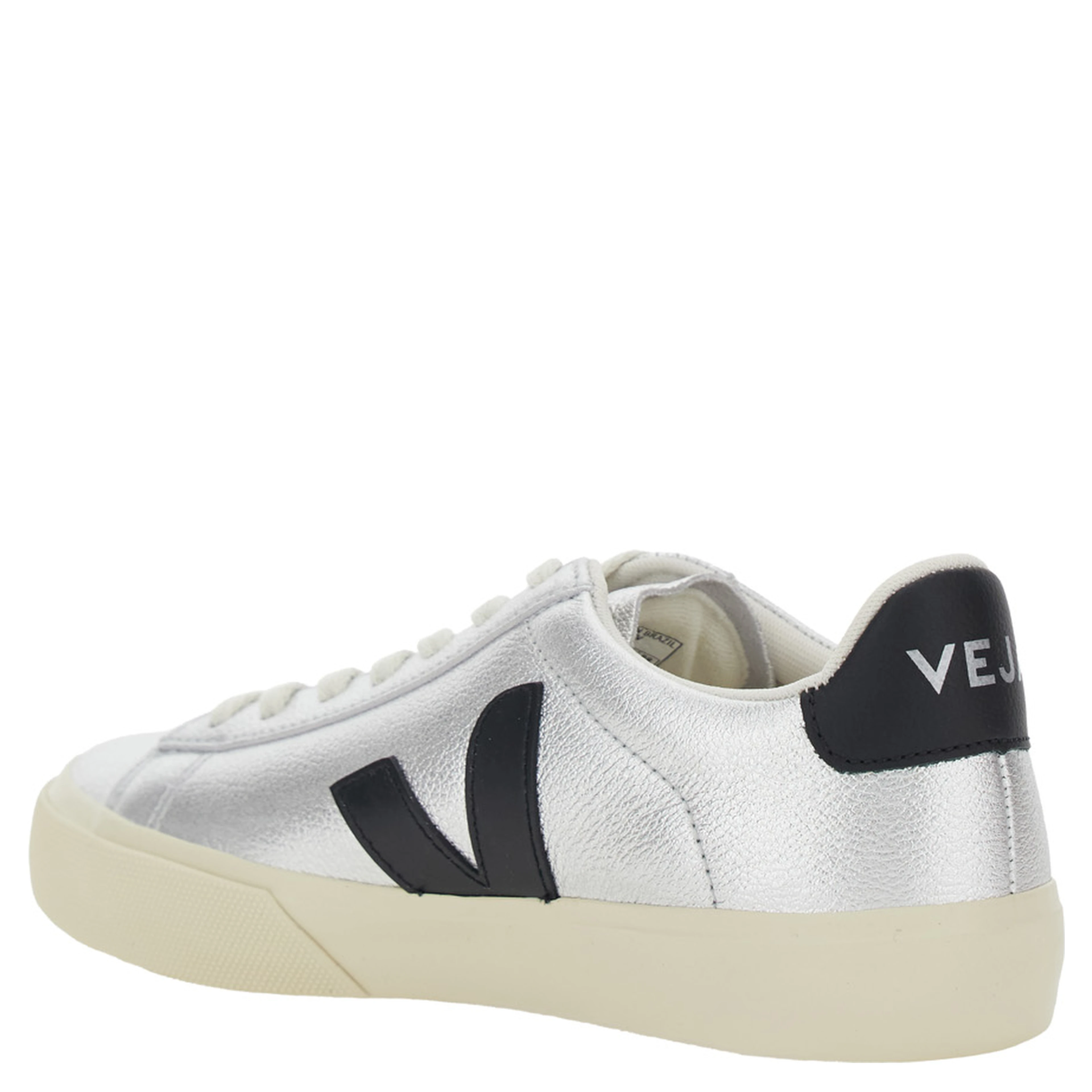 Sneaker Campo with Contrast Heel with Lettering Logo and Logo Patch on the Side in Metallic Leather Unisex