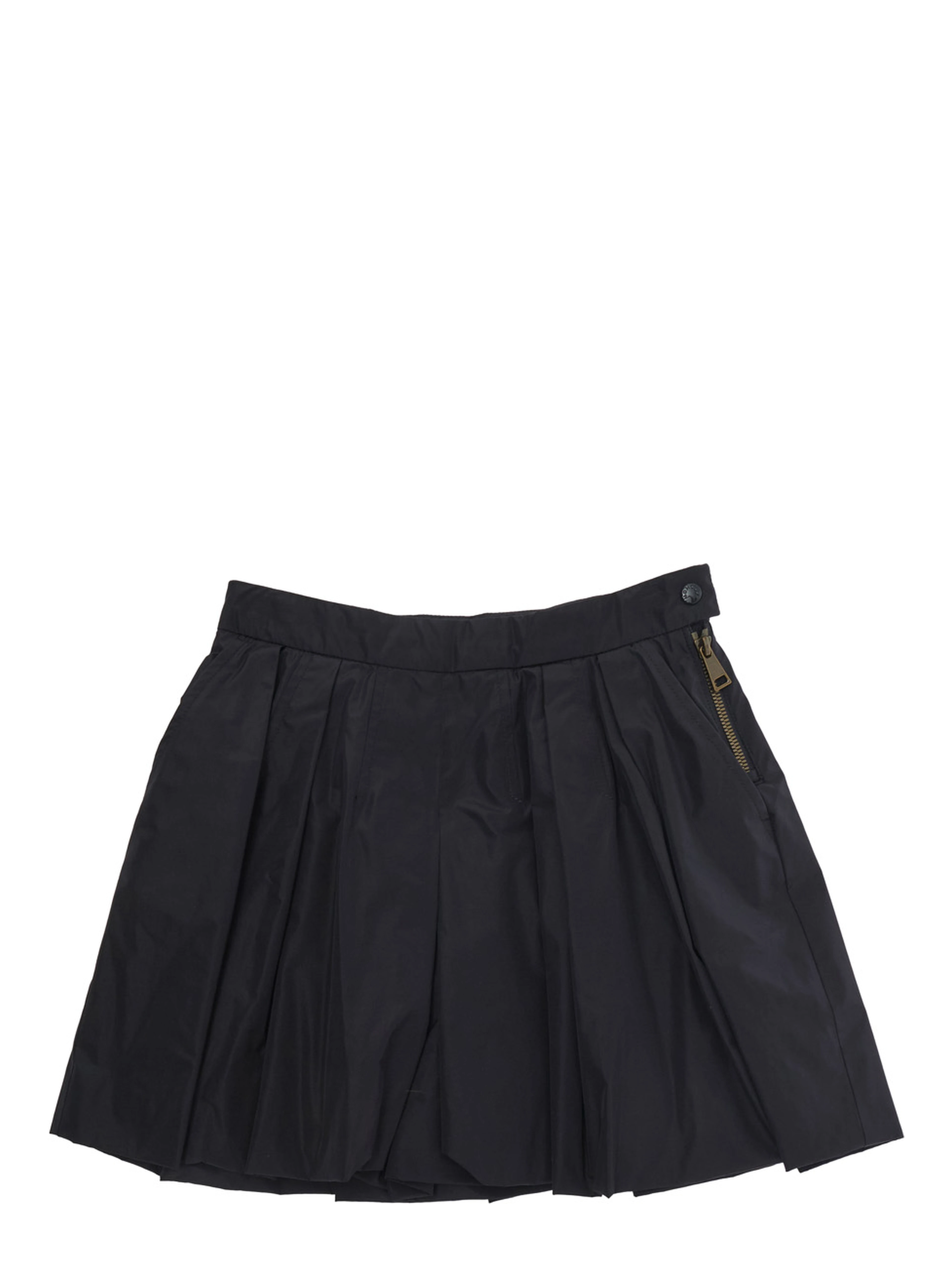Blue Shorts with Off-Center Closure and Logo Patch on the Back in Tech Fabric for Girls