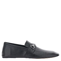 Edgar Black Loafers with Semi-Square Toe and Horsebit on the Front in Smooth Leather for Men
