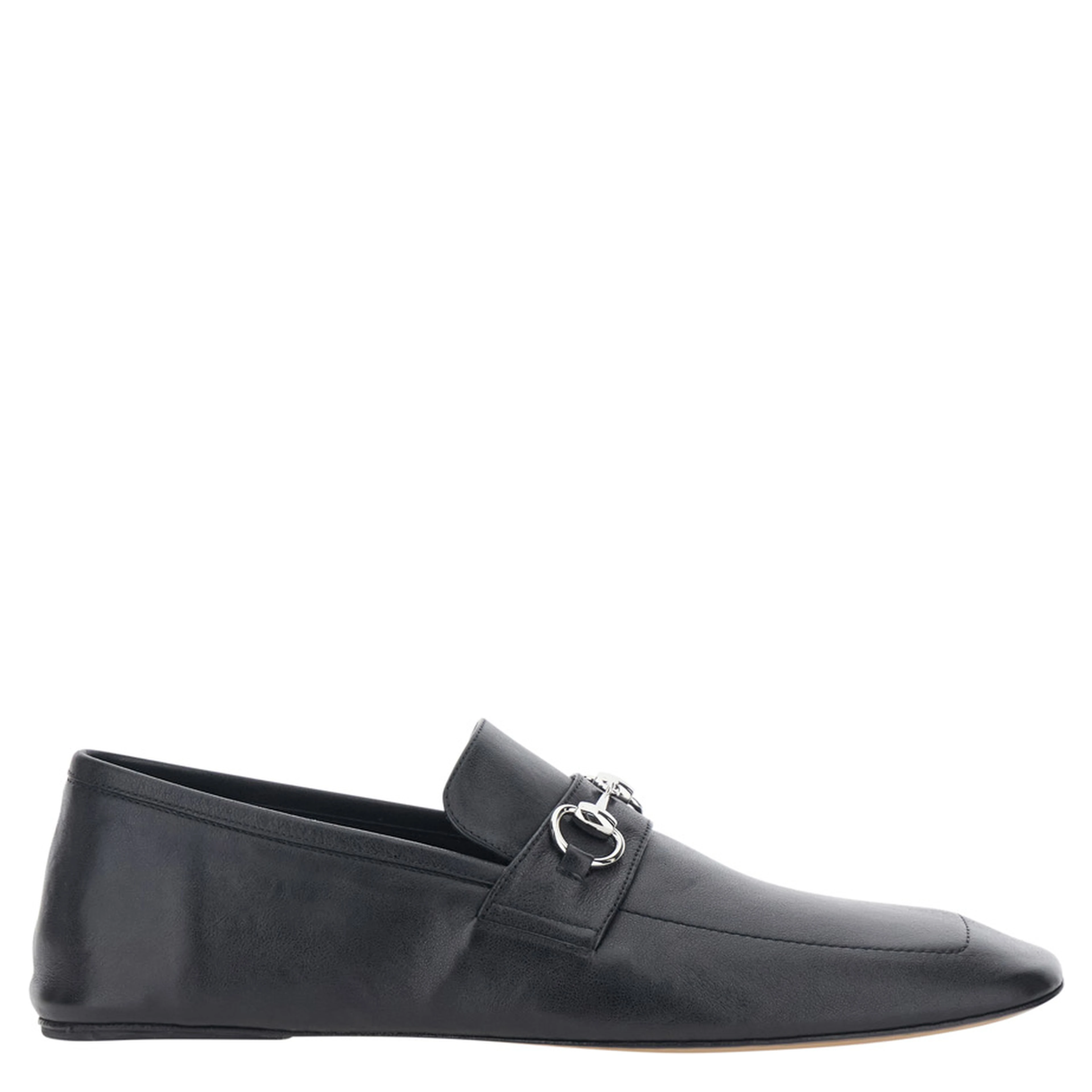 Edgar Black Loafers with Semi-Square Toe and Horsebit on the Front in Smooth Leather for Men