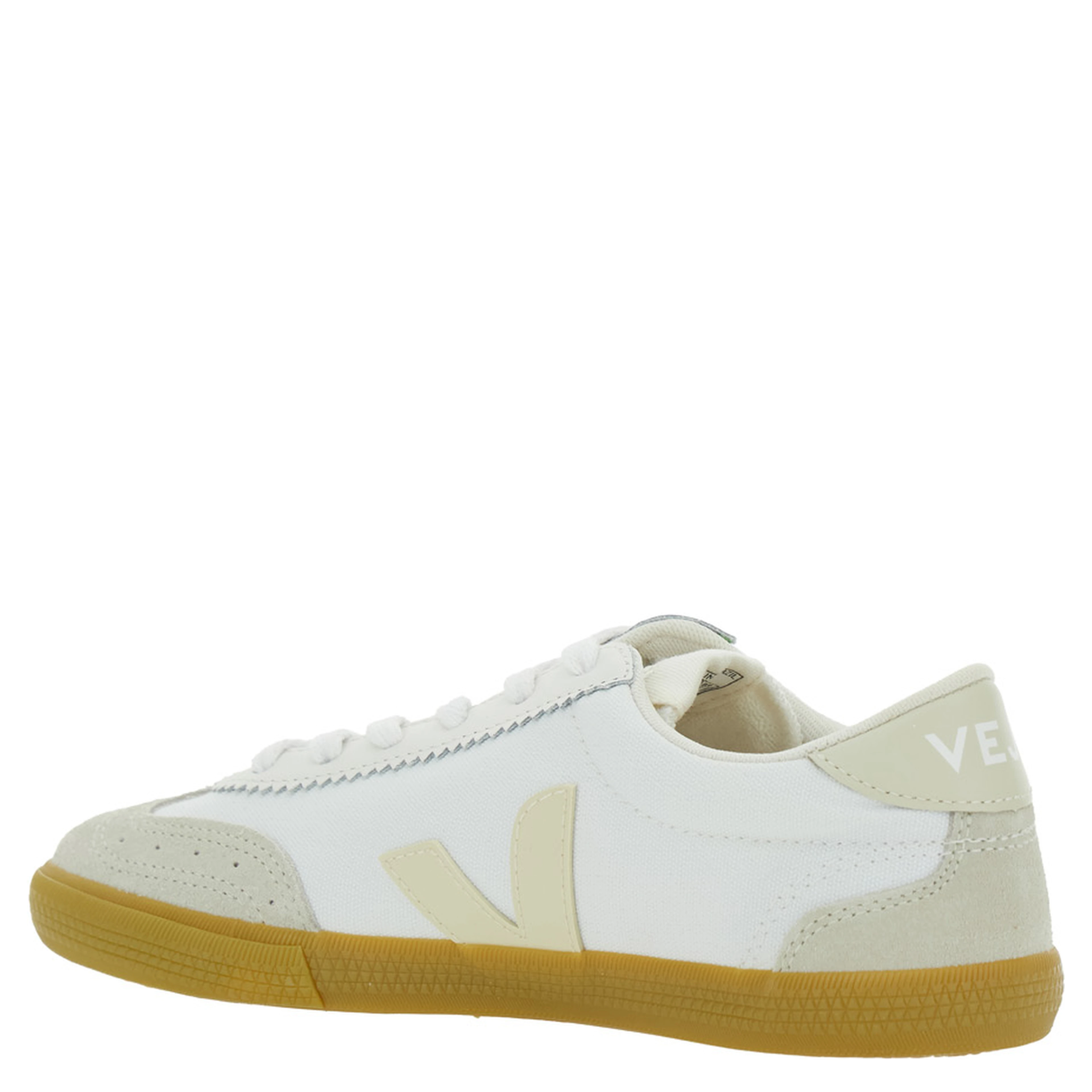 Volley White Low Top Sneakers with Patch Logo on the Side and Logo Lettering on the Rear in Canvas Unisex