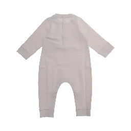 Crew Neck Romper with Logo Lettering and Logo Patch on the Front in Baby Pink Stretch Cotton