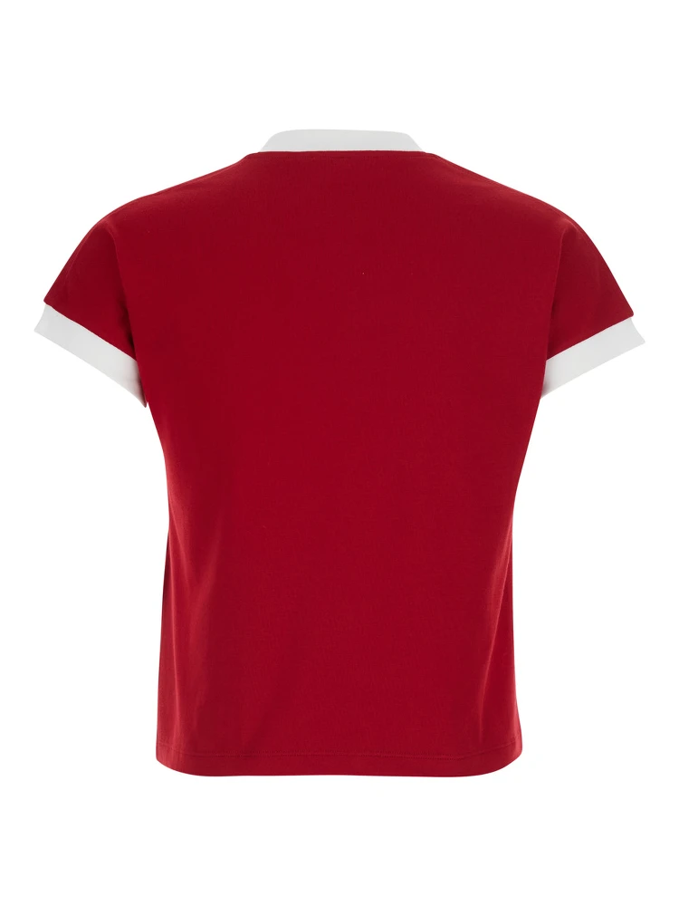 TSHIRT - Red - Logo Print T-Shirt on the Front - Cotton - Men