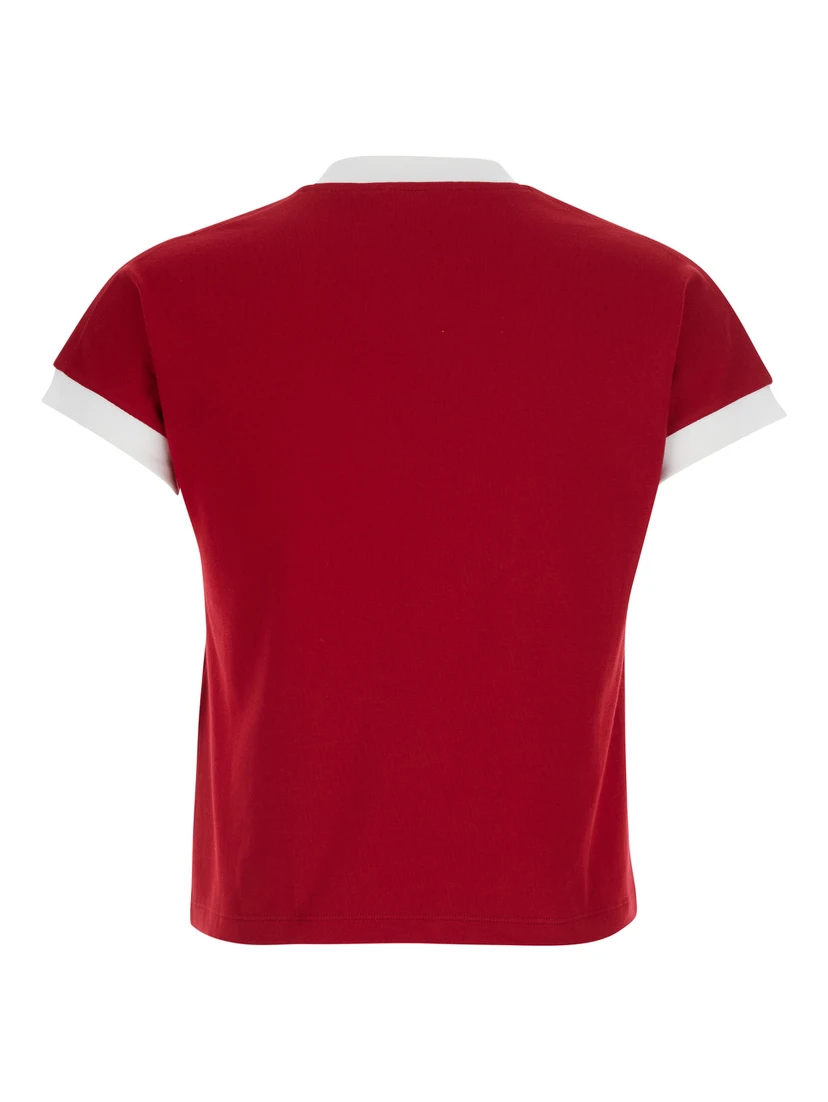 TSHIRT - Red - Logo Print T-Shirt on the Front - Cotton - Men