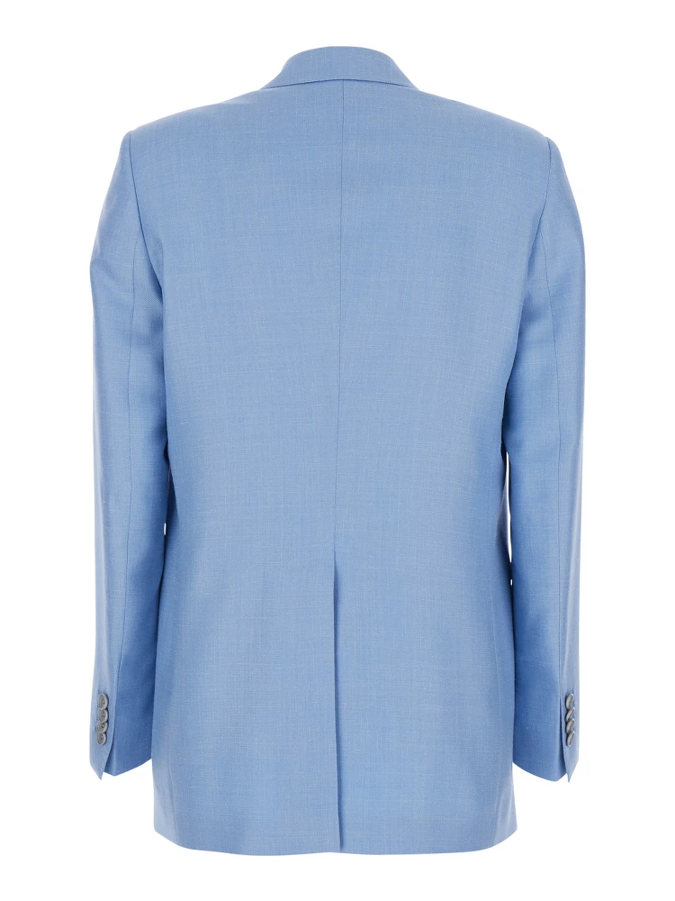 Double-breasted Jasmine Jacket with Peak Revers and Jewel Buttons in Blue Wool Blend for Women alternative