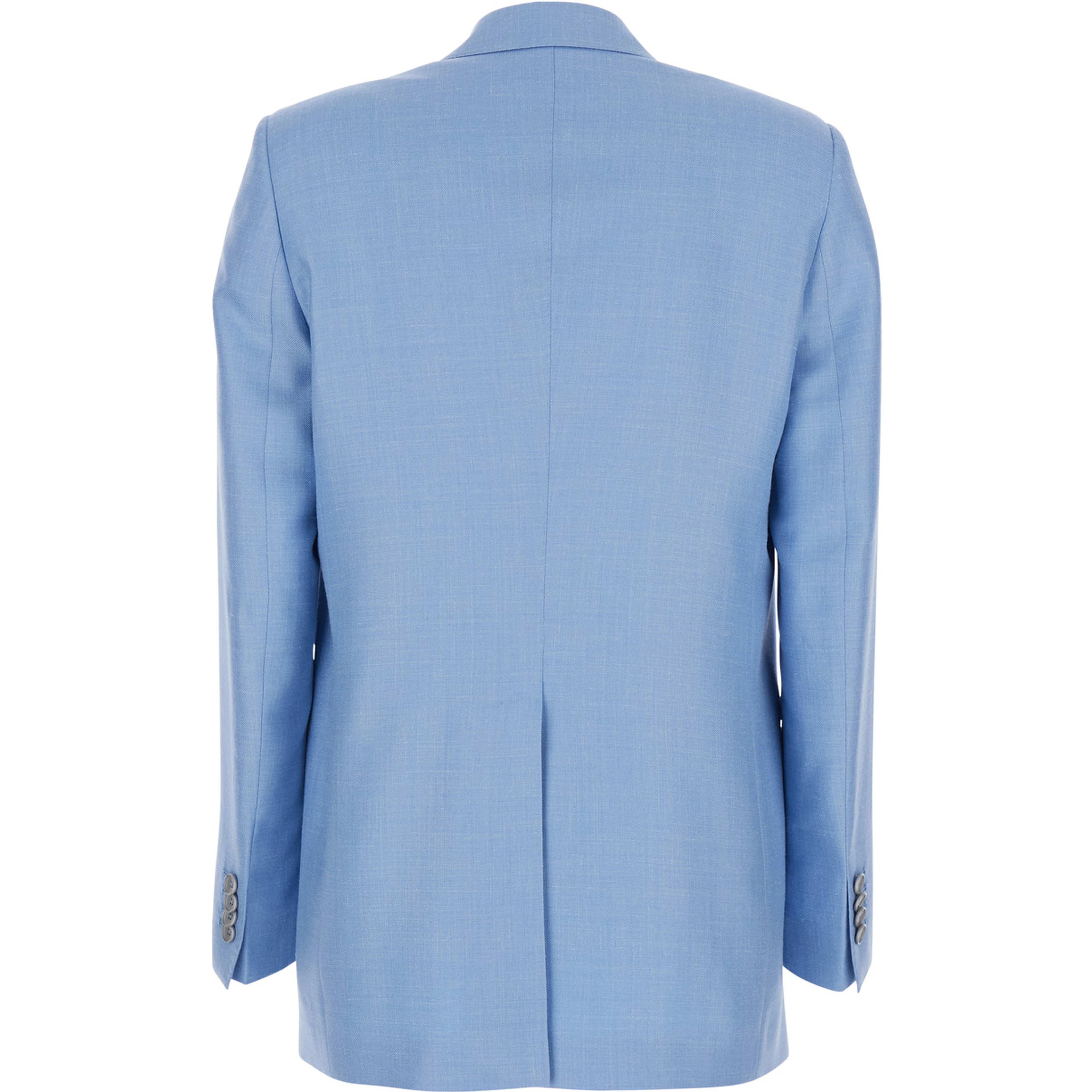 Double-breasted Jasmine Jacket with Peak Revers and Jewel Buttons in Blue Wool Blend for Women