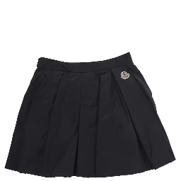 Blue Shorts with Off-Center Closure and Logo Patch on the Back in Tech Fabric for Girls