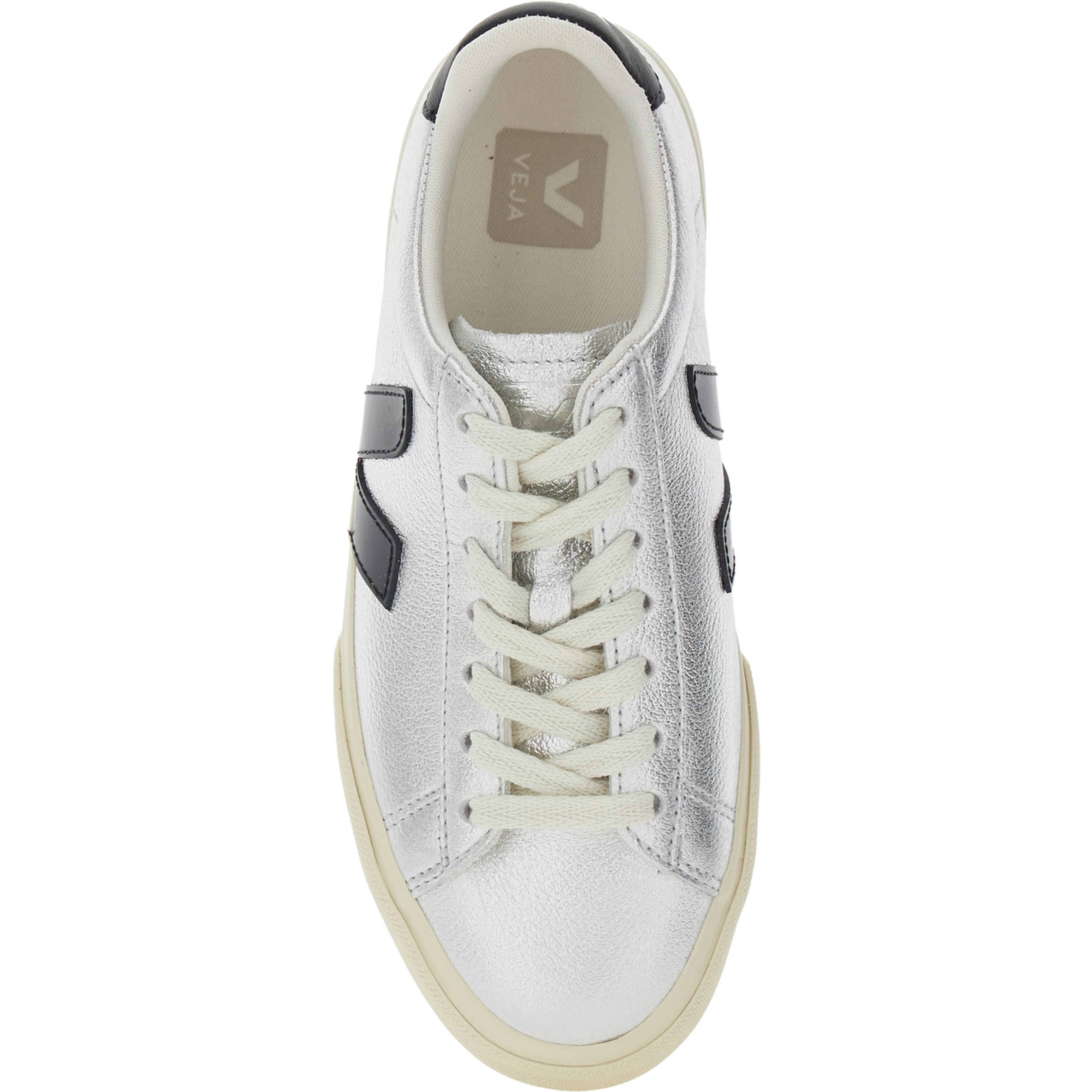 Sneaker Campo with Contrast Heel with Lettering Logo and Logo Patch on the Side in Metallic Leather Unisex