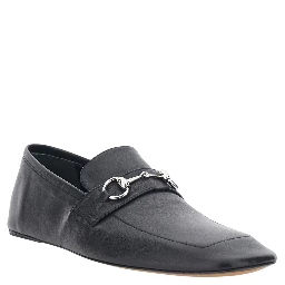 Edgar Black Loafers with Semi-Square Toe and Horsebit on the Front in Smooth Leather for Men