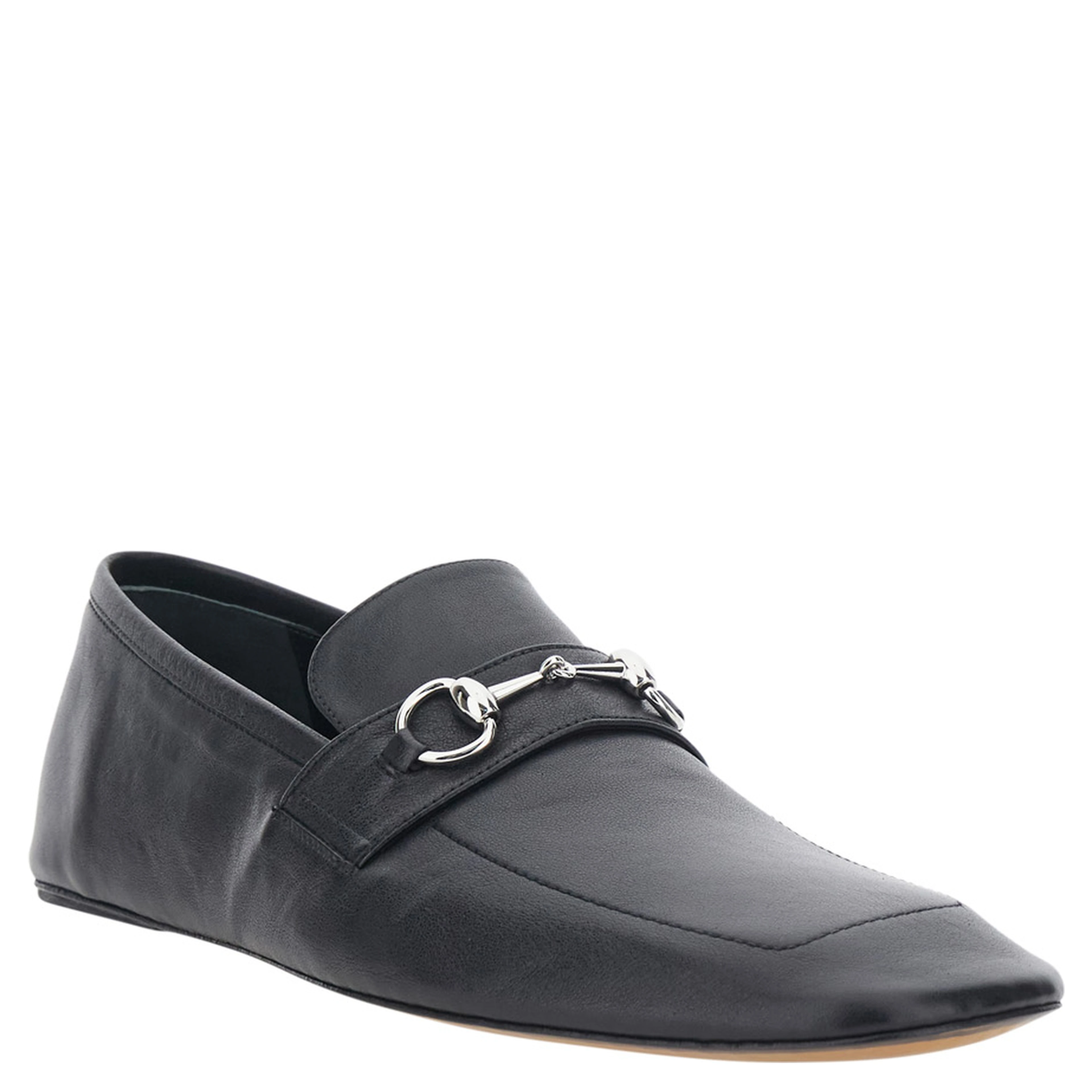 Edgar Black Loafers with Semi-Square Toe and Horsebit on the Front in Smooth Leather for Men