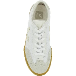 Volley White Low Top Sneakers with Patch Logo on the Side and Logo Lettering on the Rear in Canvas Unisex