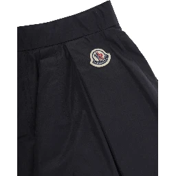 Blue Shorts with Off-Center Closure and Logo Patch on the Back in Tech Fabric for Girls