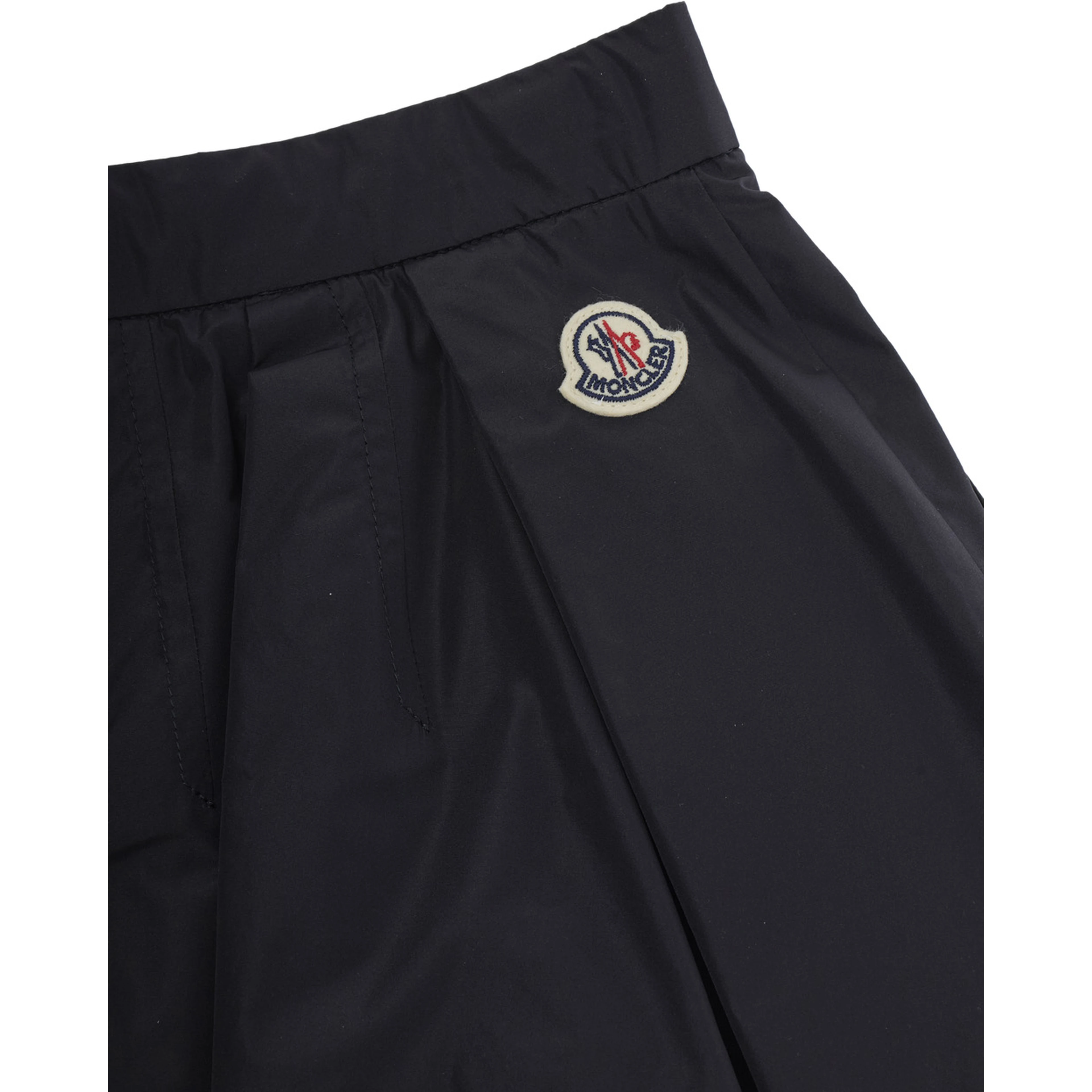 Blue Shorts with Off-Center Closure and Logo Patch on the Back in Tech Fabric for Girls