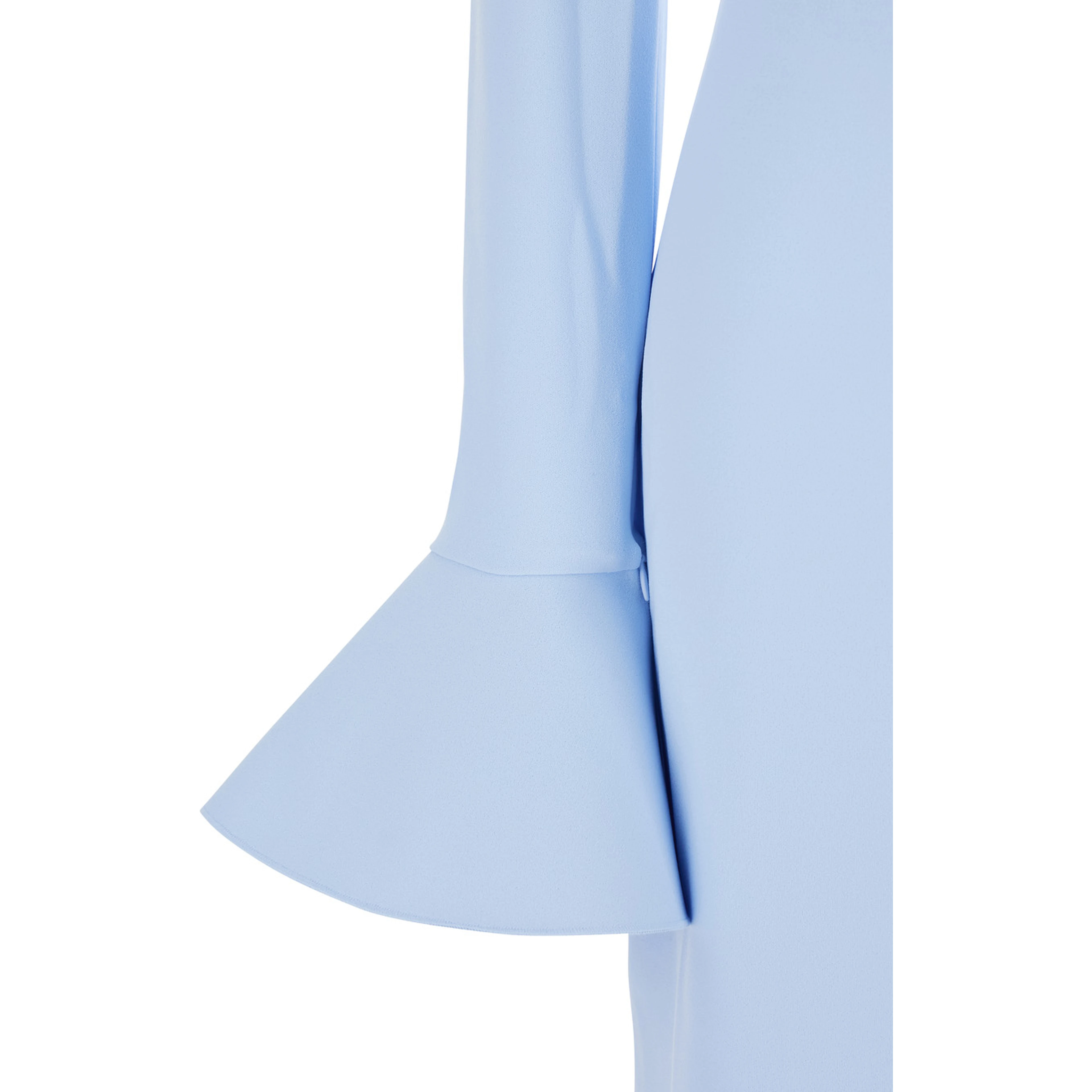 Long Dress Anica with Bell Sleeves and Off Shoulder Design in Blue Stretch Tech Fabric for Women
