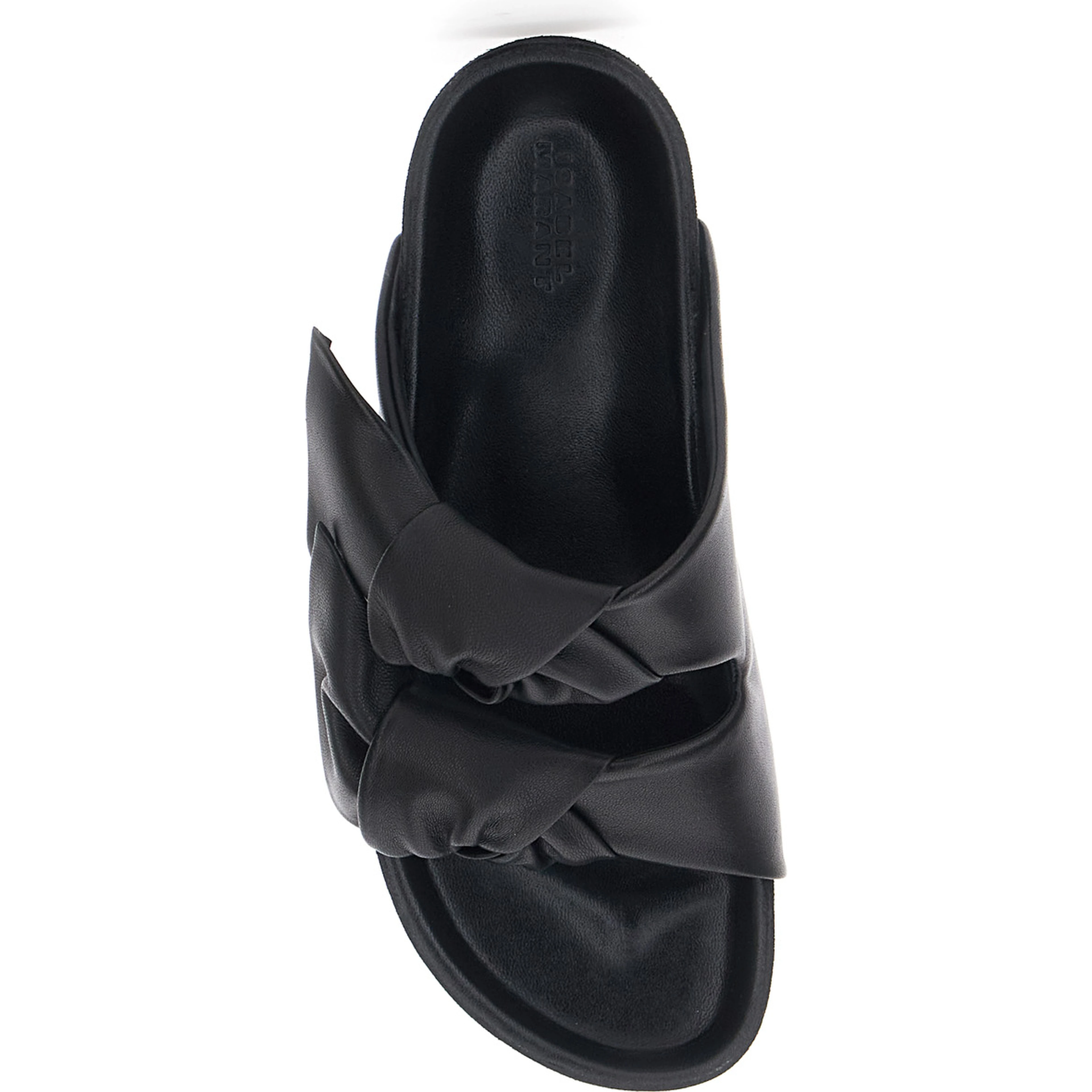Lennyo Black Slip-On Sandals with Bow Details in Leather WOman