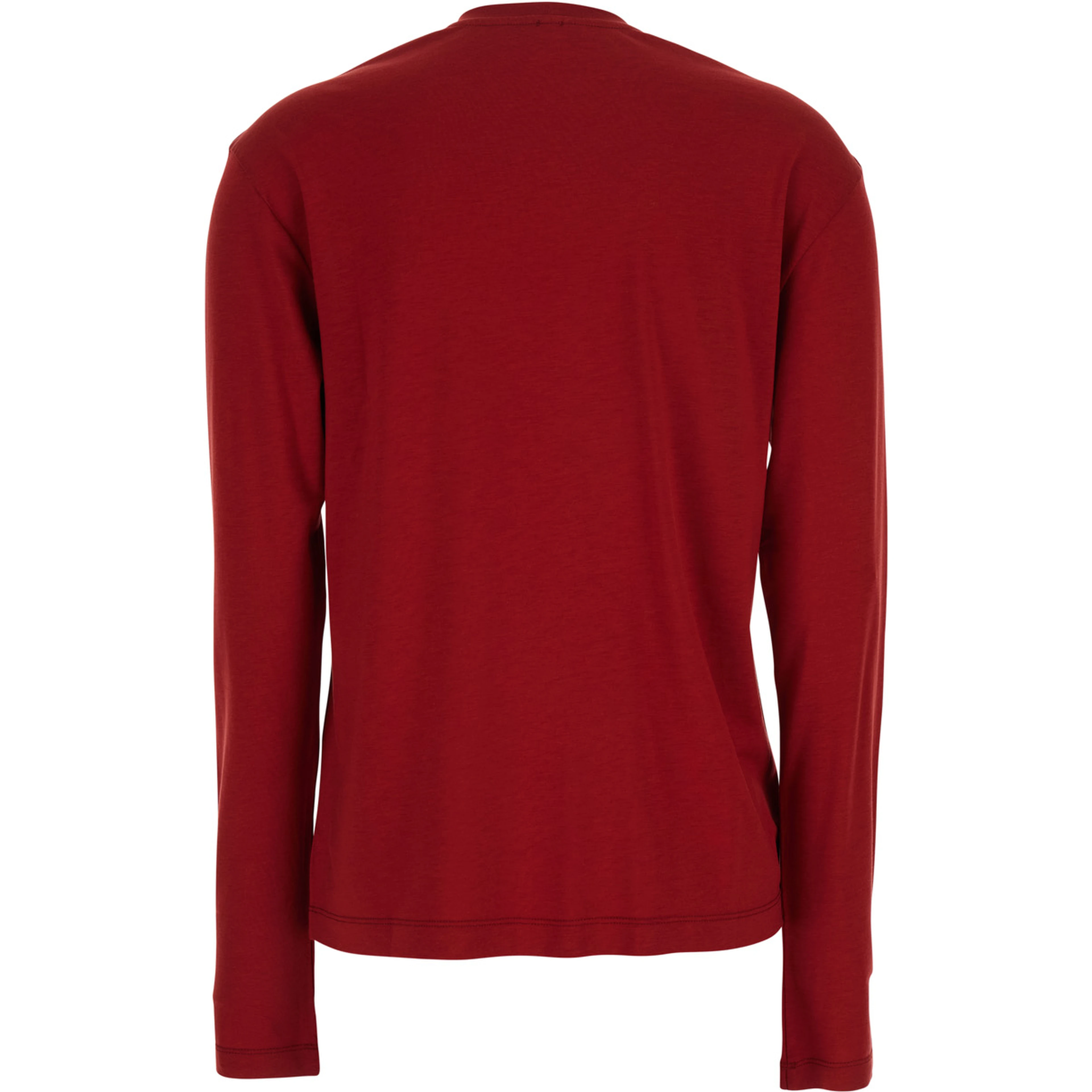 Red Crew Neck Long Sleeve T-Shirt in Cotton Blend Woman