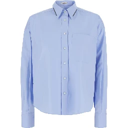 light blue shirt with Monili decoration on the collar in Cotton women